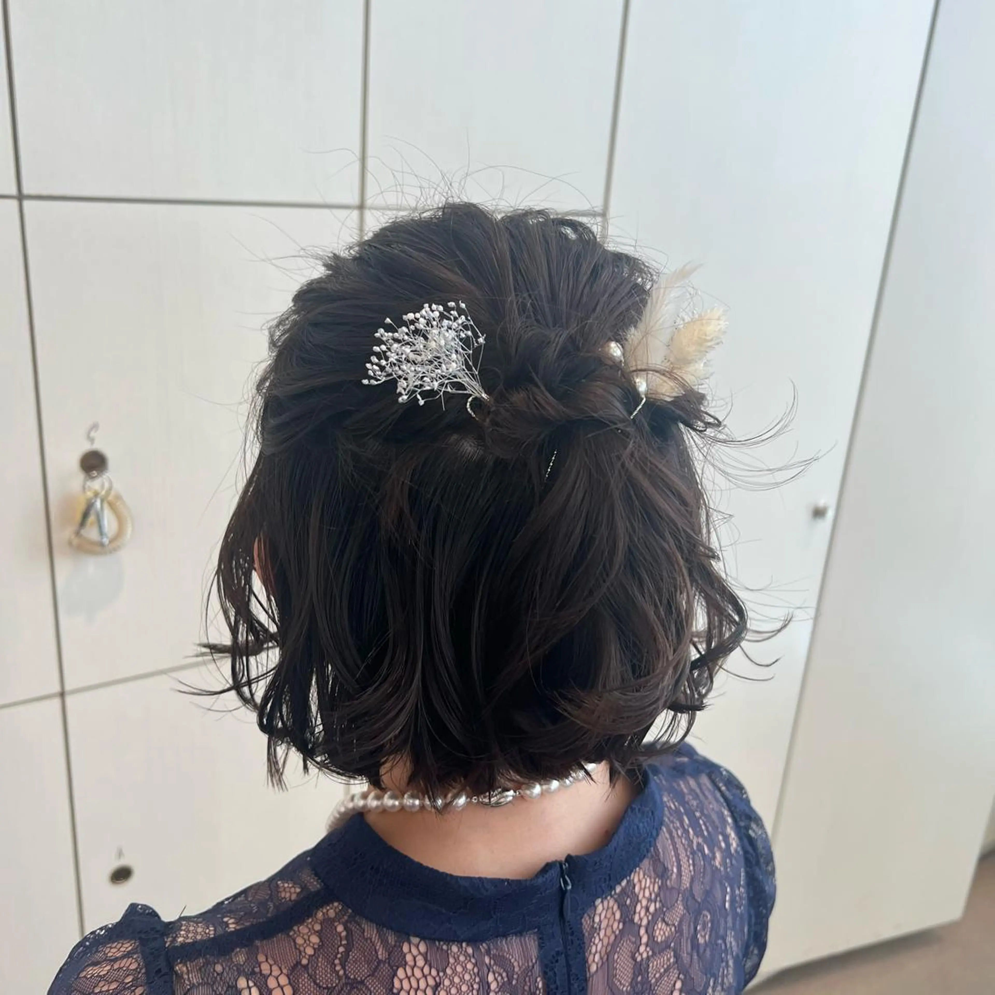 ショート ヘアアレンジ ハーフアップ ボブ ヘアセット SALOWIN川崎WEST店所属・🌷川崎/アレンジ/ 暖色ボブ/コトネ🌷のヘアスタイル