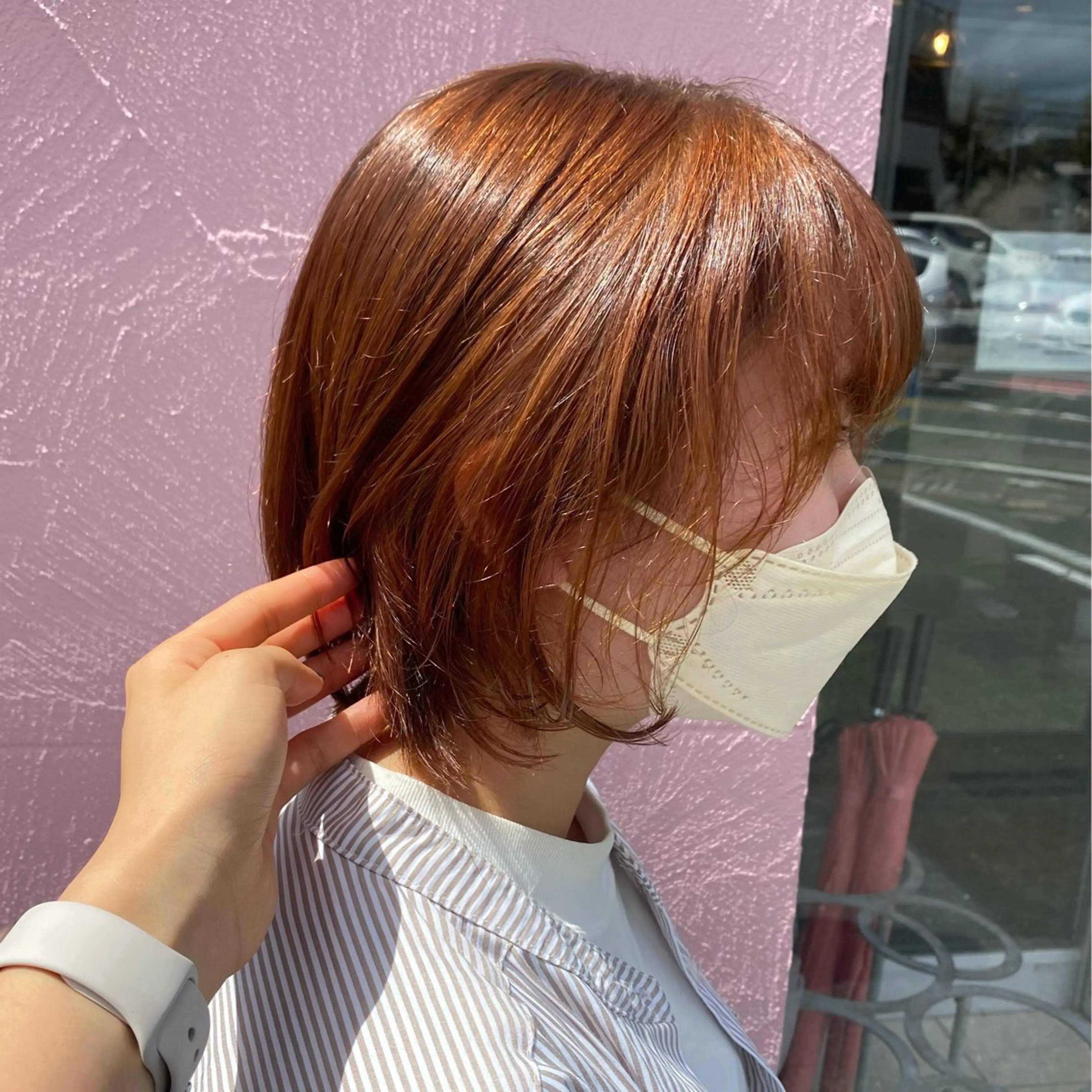 ショート カラー パーマ ヘアアレンジ バレイヤージュ ブリーチ ケアブリーチ 透明感カラー デザインカラー 杏凪💫 透明感カラーのヘアスタイル