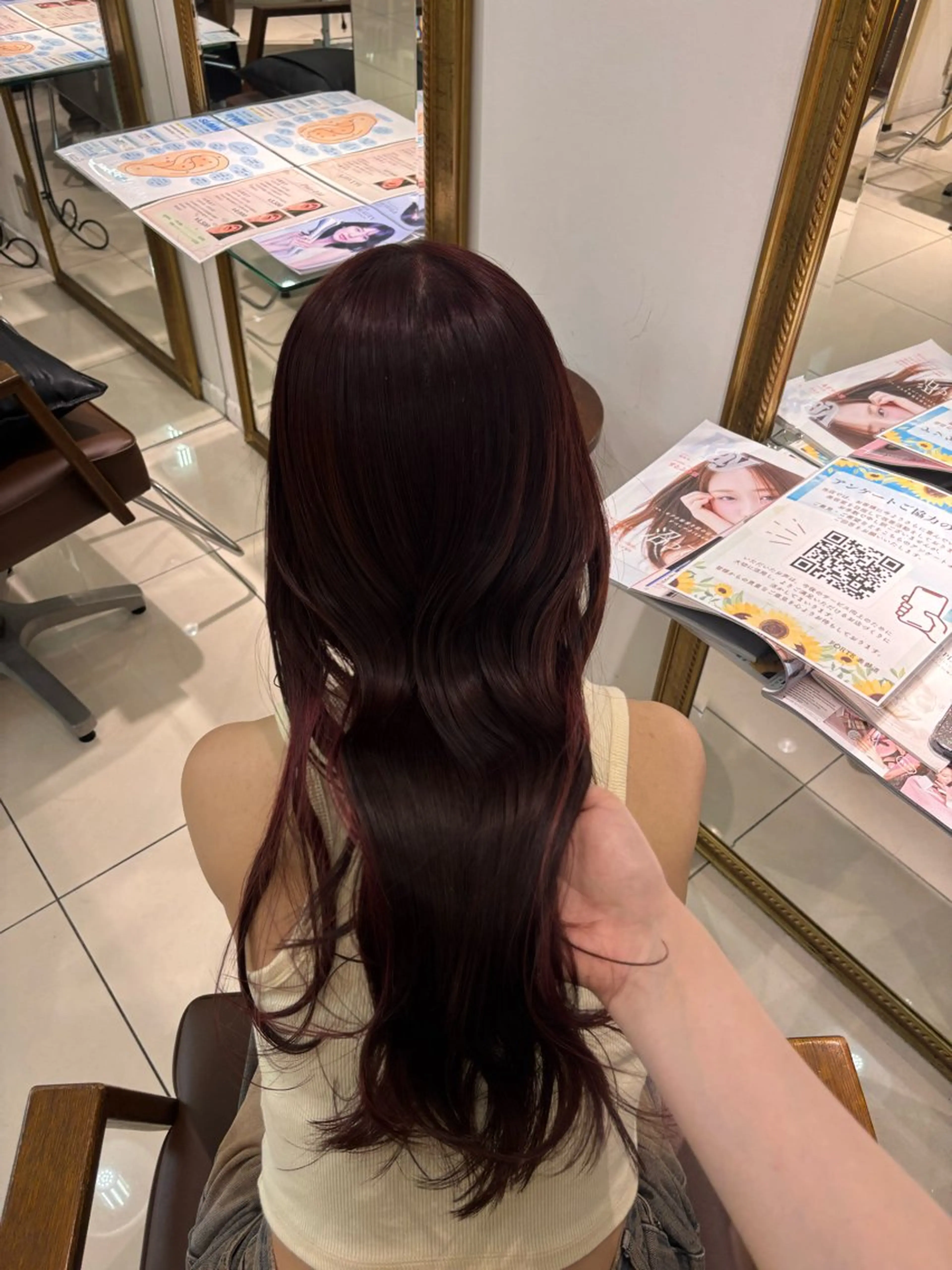 ロング カット ヘアカラー トリートメント 韓国カシスピンク🩰 mai🐰ྀི🤍のヘアスタイル