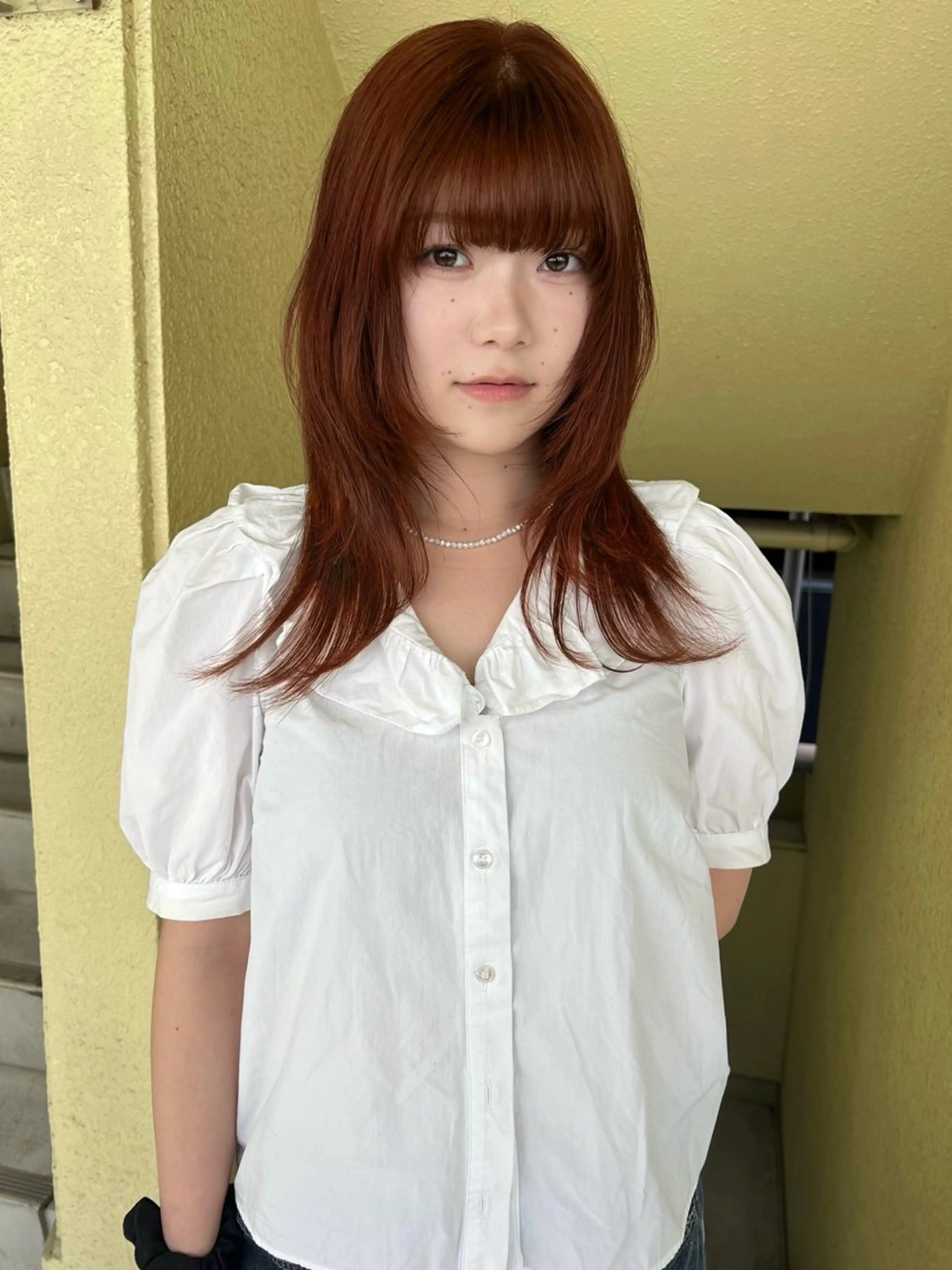 ミディアム カラー カット ヘアカラー トリートメント レイヤーカット/暖色 カラー/mao🎀のヘアスタイル