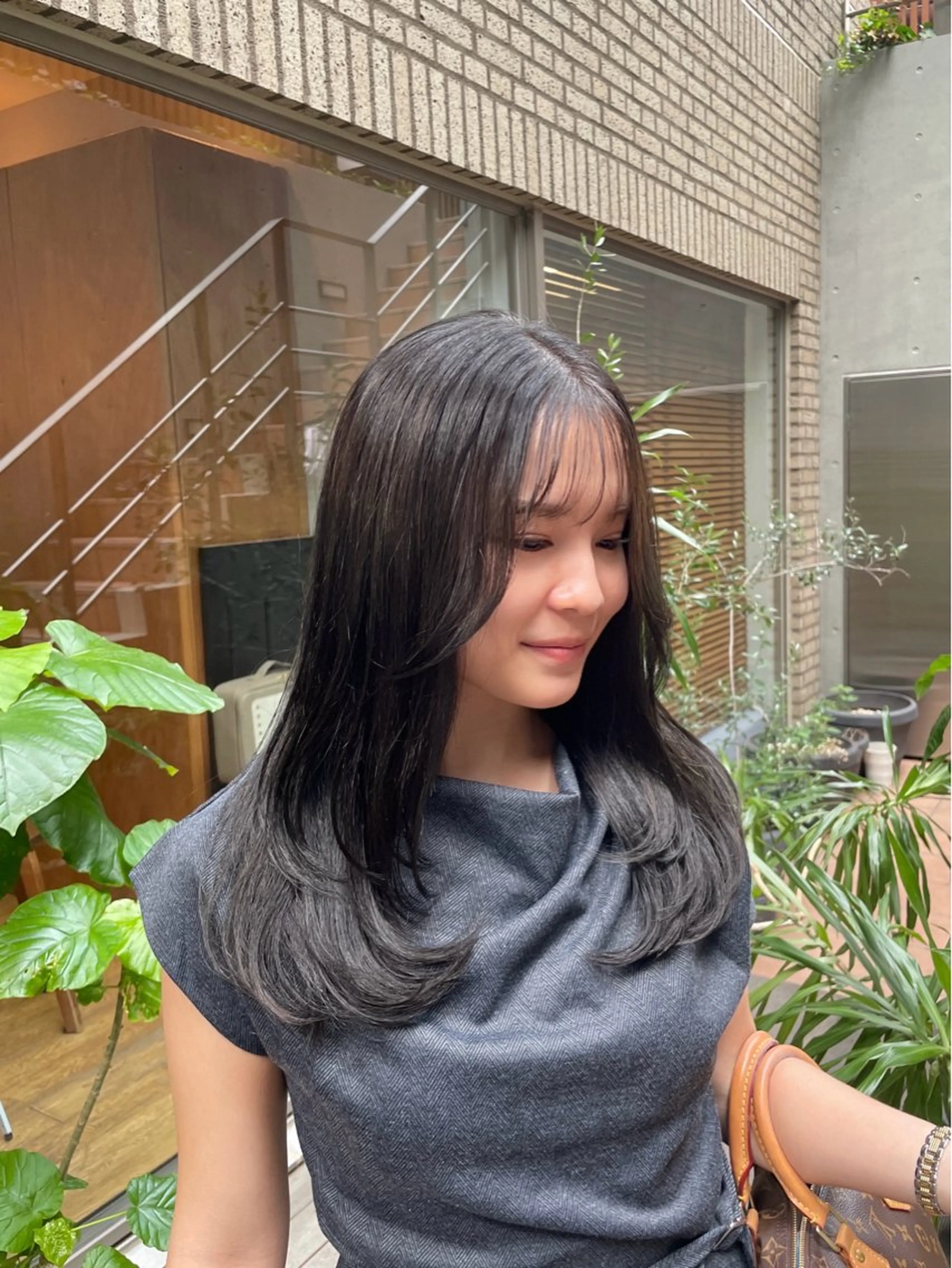 セミロング カラー パーマ 透明感カラー オレンジ レイヤーカット 縮毛矯正 カット ヘアカラー 縮毛矯正 mixパーマ/暖色 カラー/ひかるのヘアスタイル