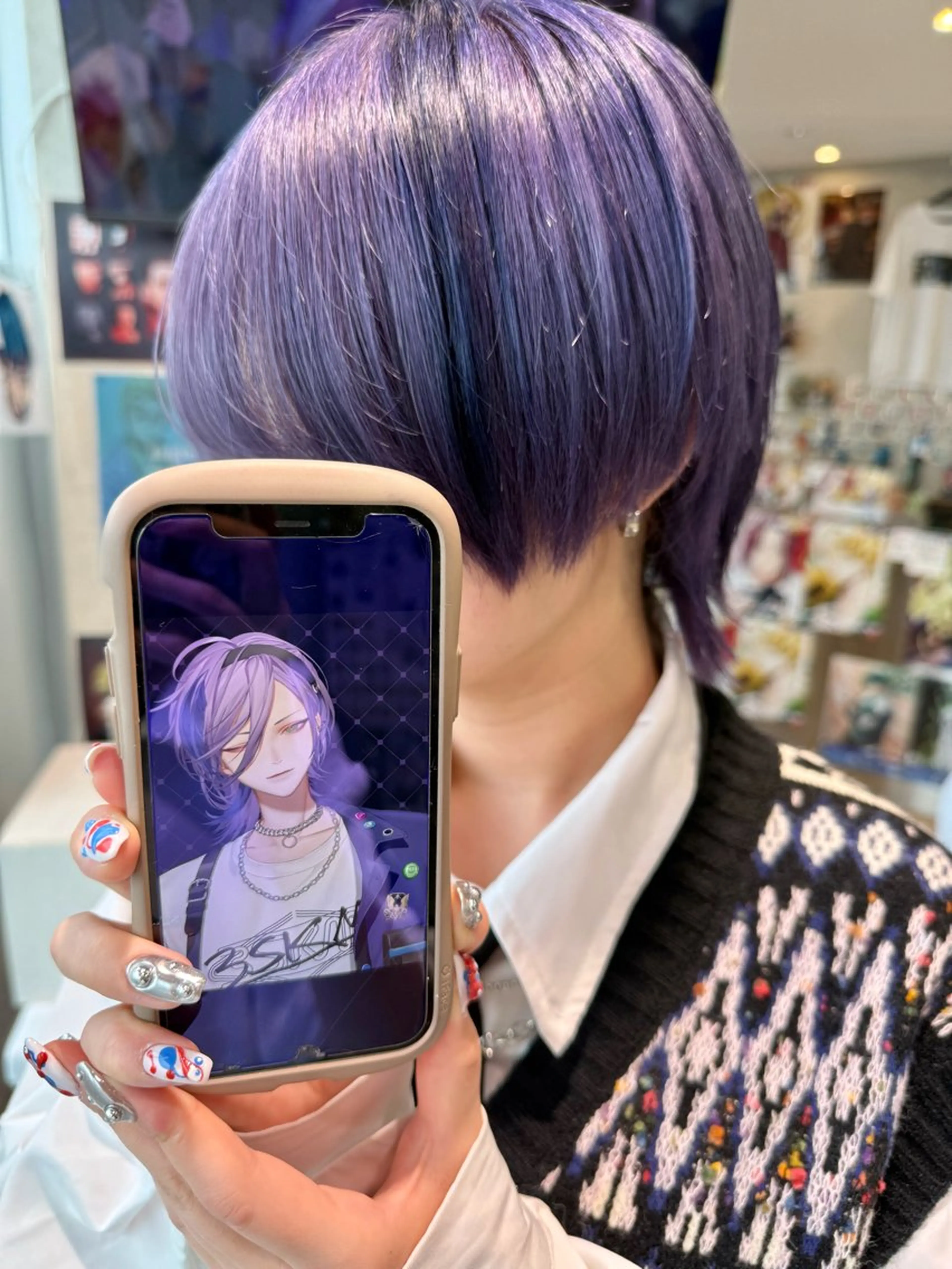 セミロング カラー ラベンダーカラー パープルカラー ヘアカラー トリートメント インナーカラー/推し アニメカラー/ウルフのヘアスタイル