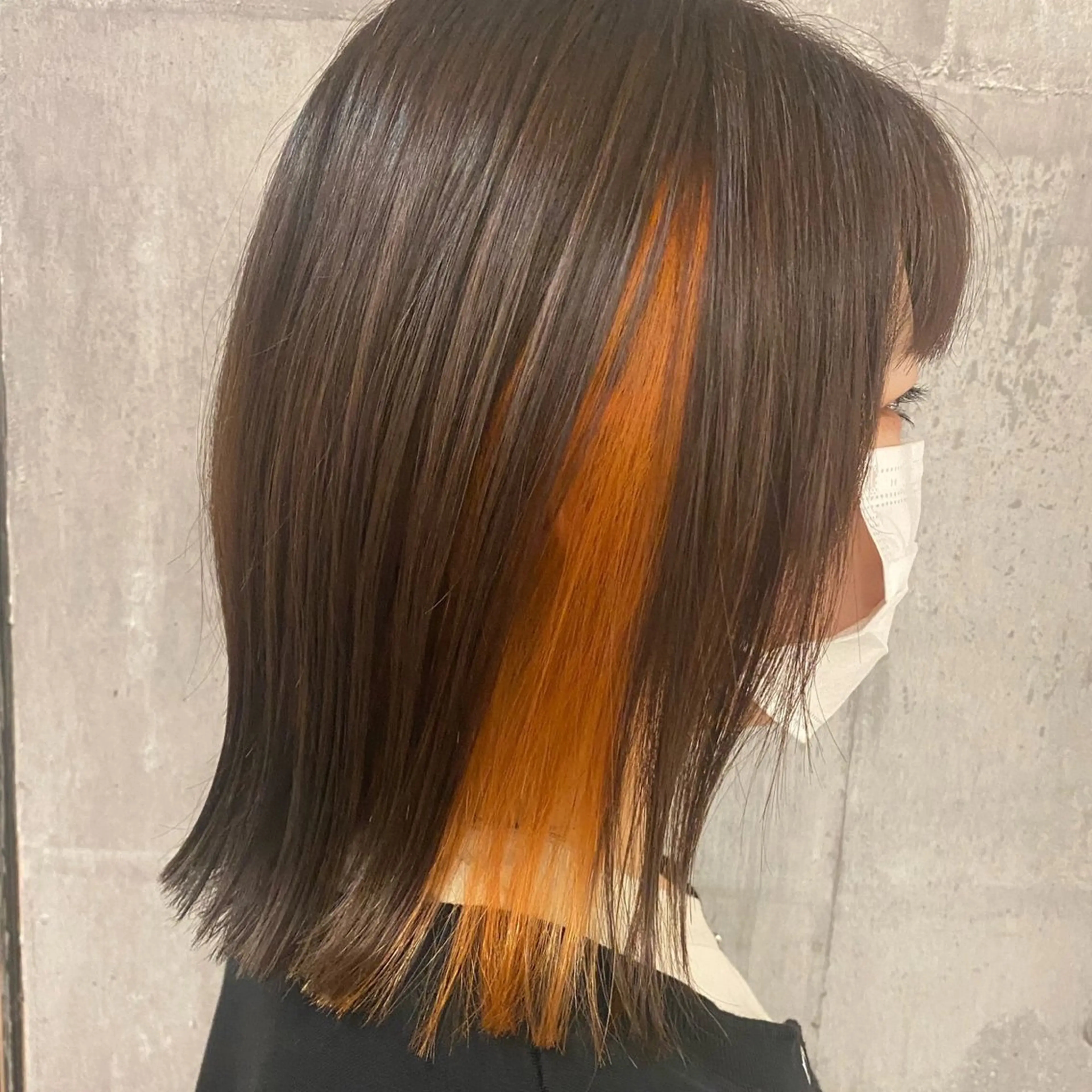 ミディアム カラー インナーカラー オレンジ カット ヘアカラー トリートメント 髪質改善/艶髪カラー 関野文也のヘアスタイル