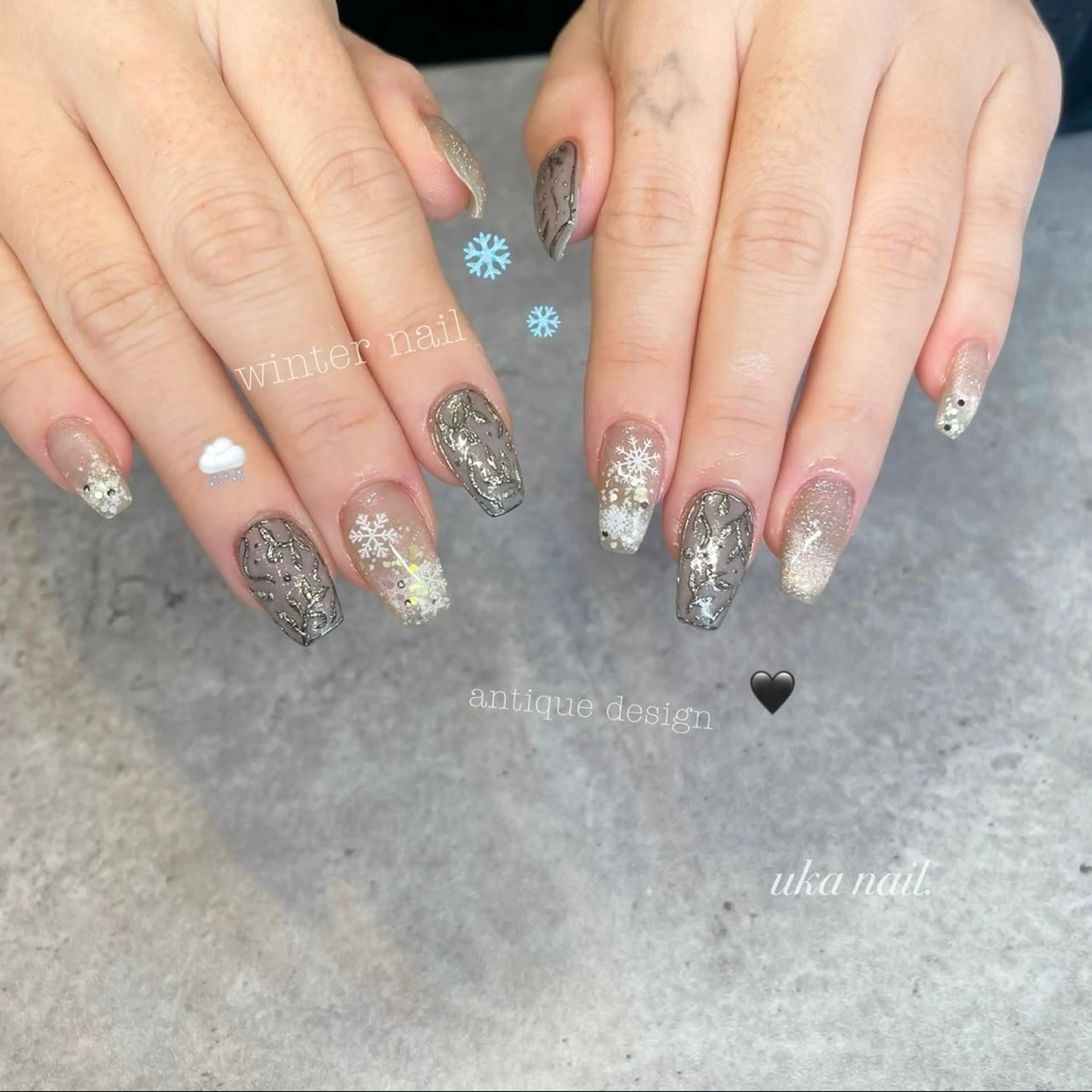 ネイル 冬ネイル ハンドネイル uka nailのネイルデザイン
