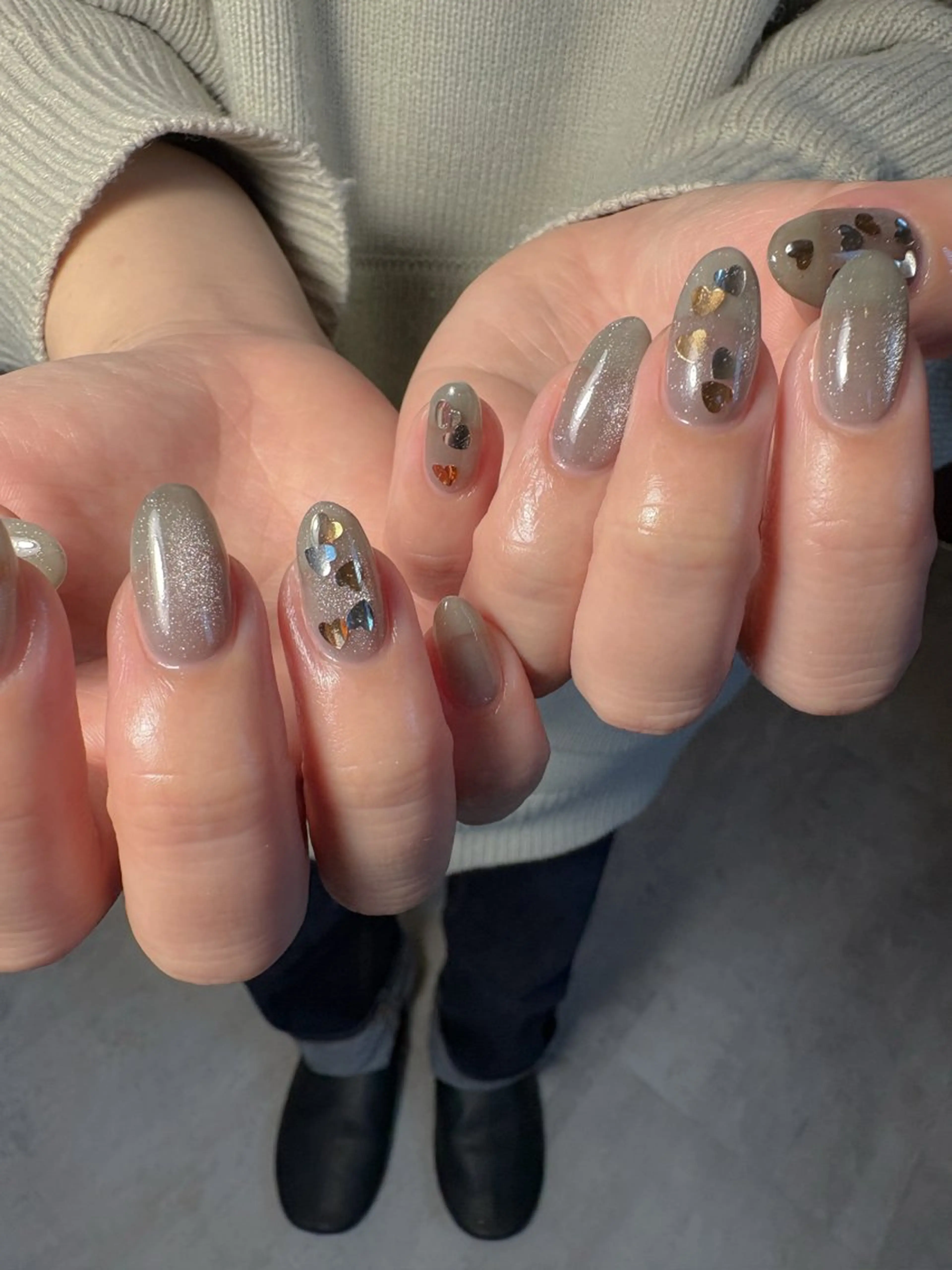 ネイル ハート ホログラムネイル ハンドネイル ARUM nail shokoのネイルデザイン