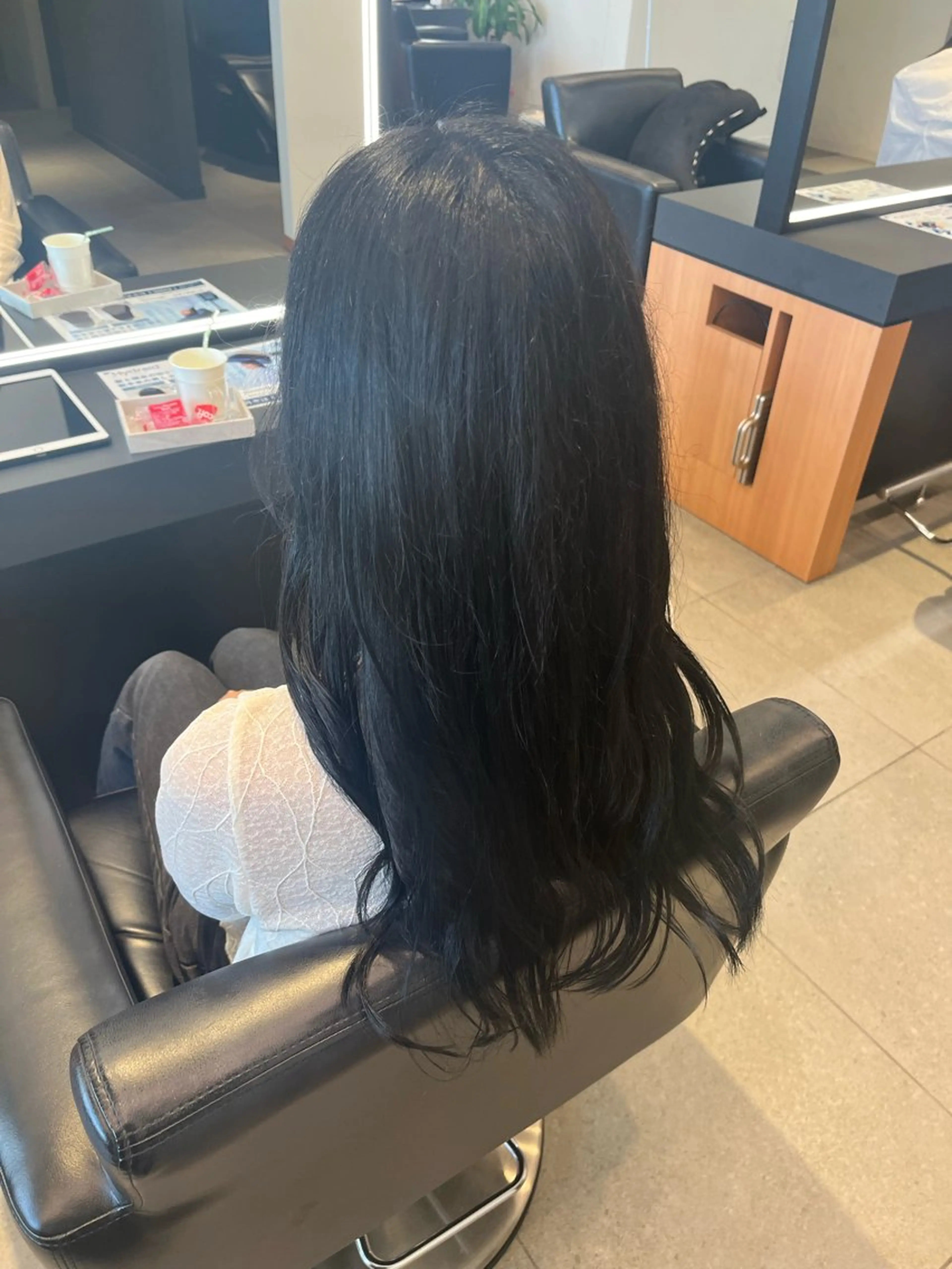 ロング カラー 黒髪 ブルーカラー ブルーブラック ヘアカラー ERII (ému） 伏見/カット無料のヘアスタイル