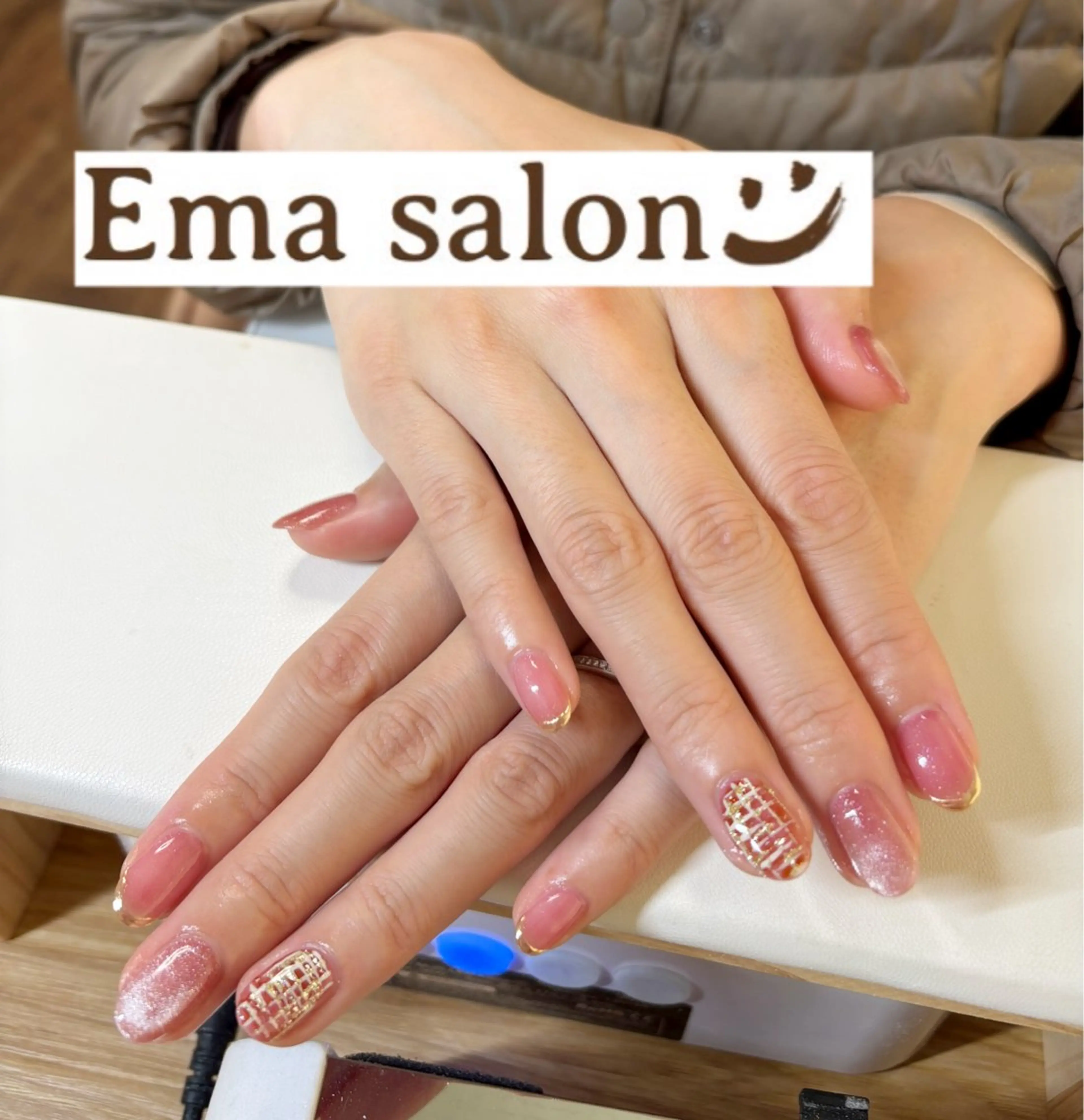 ネイル マグネットネイル ピンク ツイードネイル Ema salon所属・Ema salon hiromiのネイルデザイン