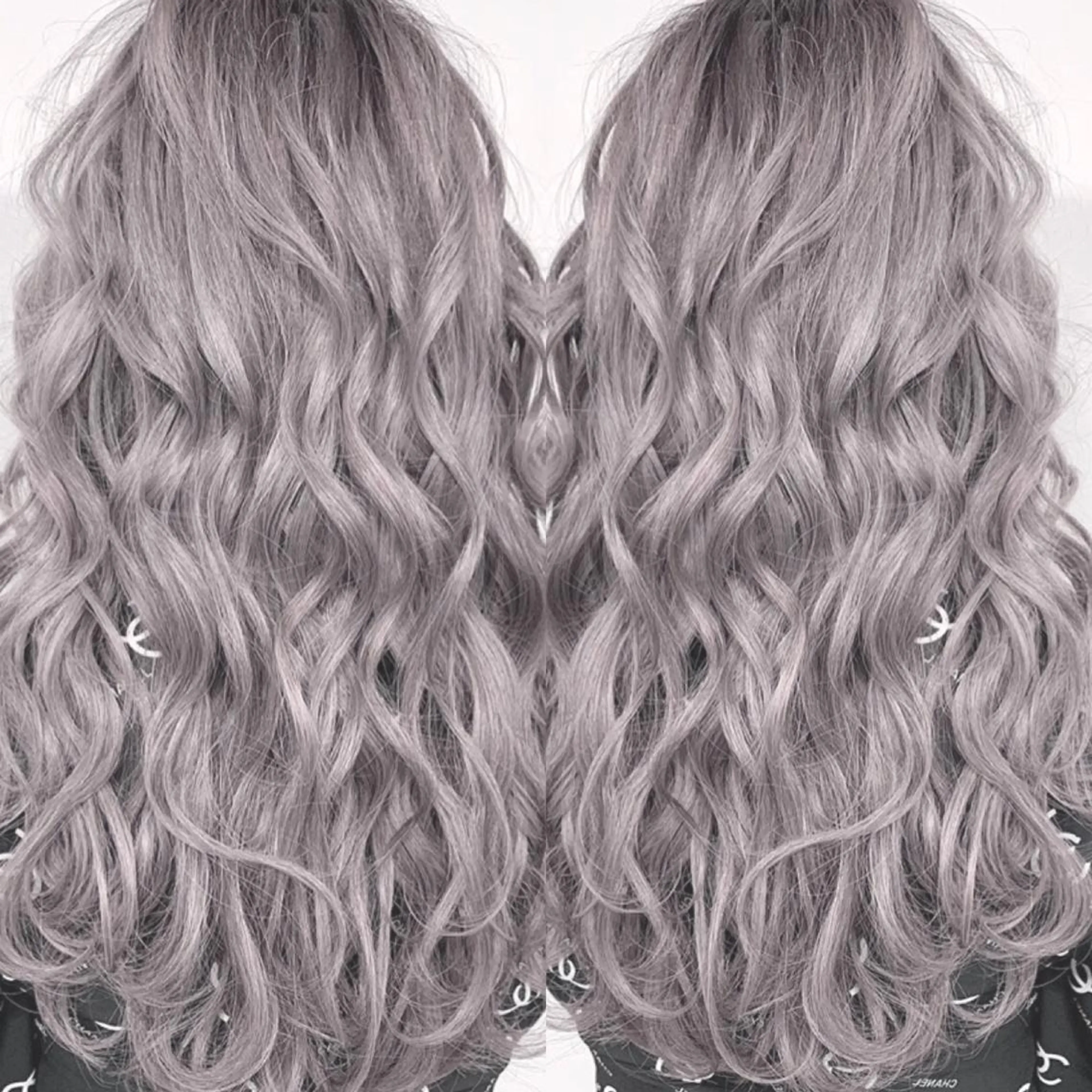 ロング カラー シルバー れん/ハイトーン /エクステ/韓国風のヘアスタイル