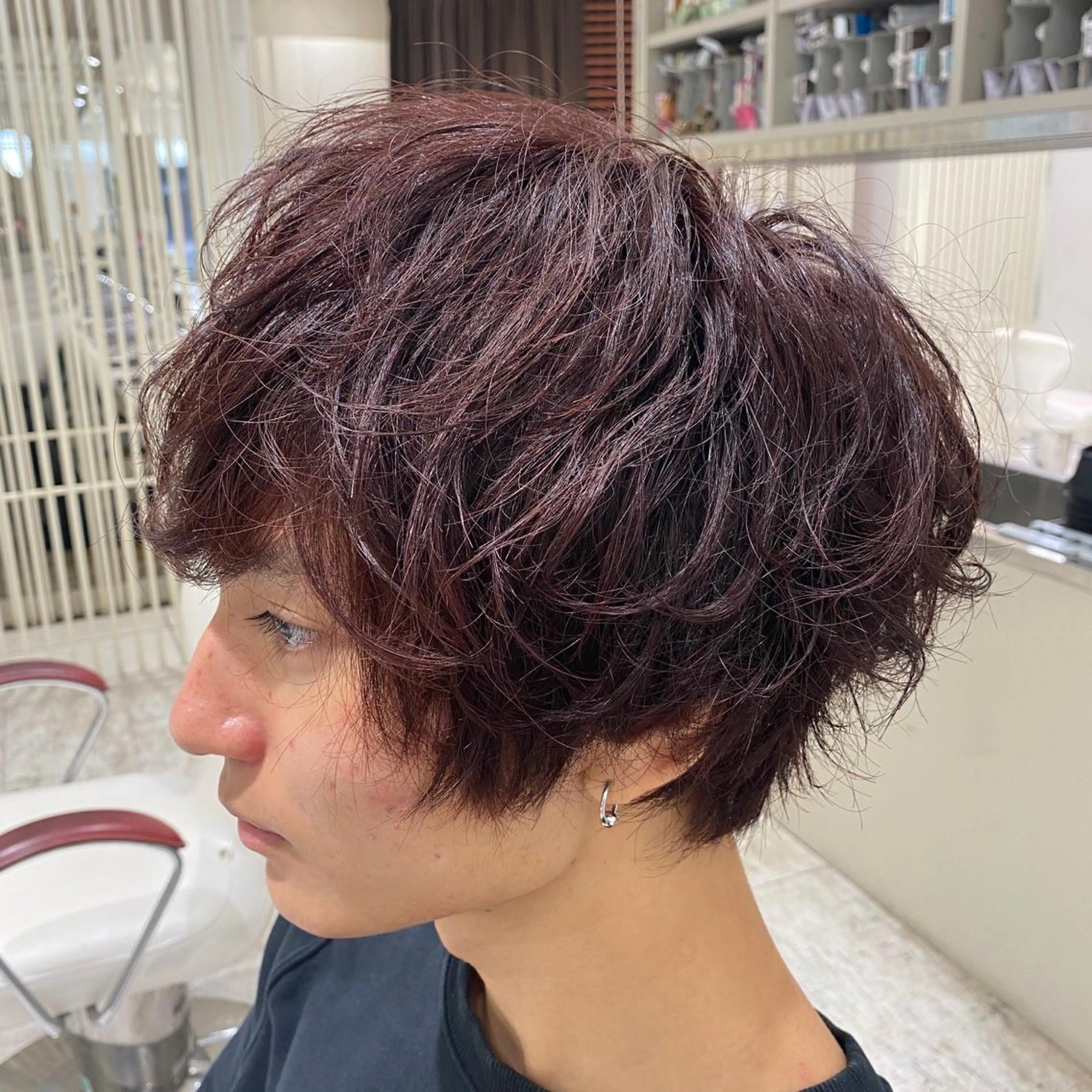 カラー ブラウンカラー レッドカラー 韓国ヘア レイヤーカットのヘアスタイル