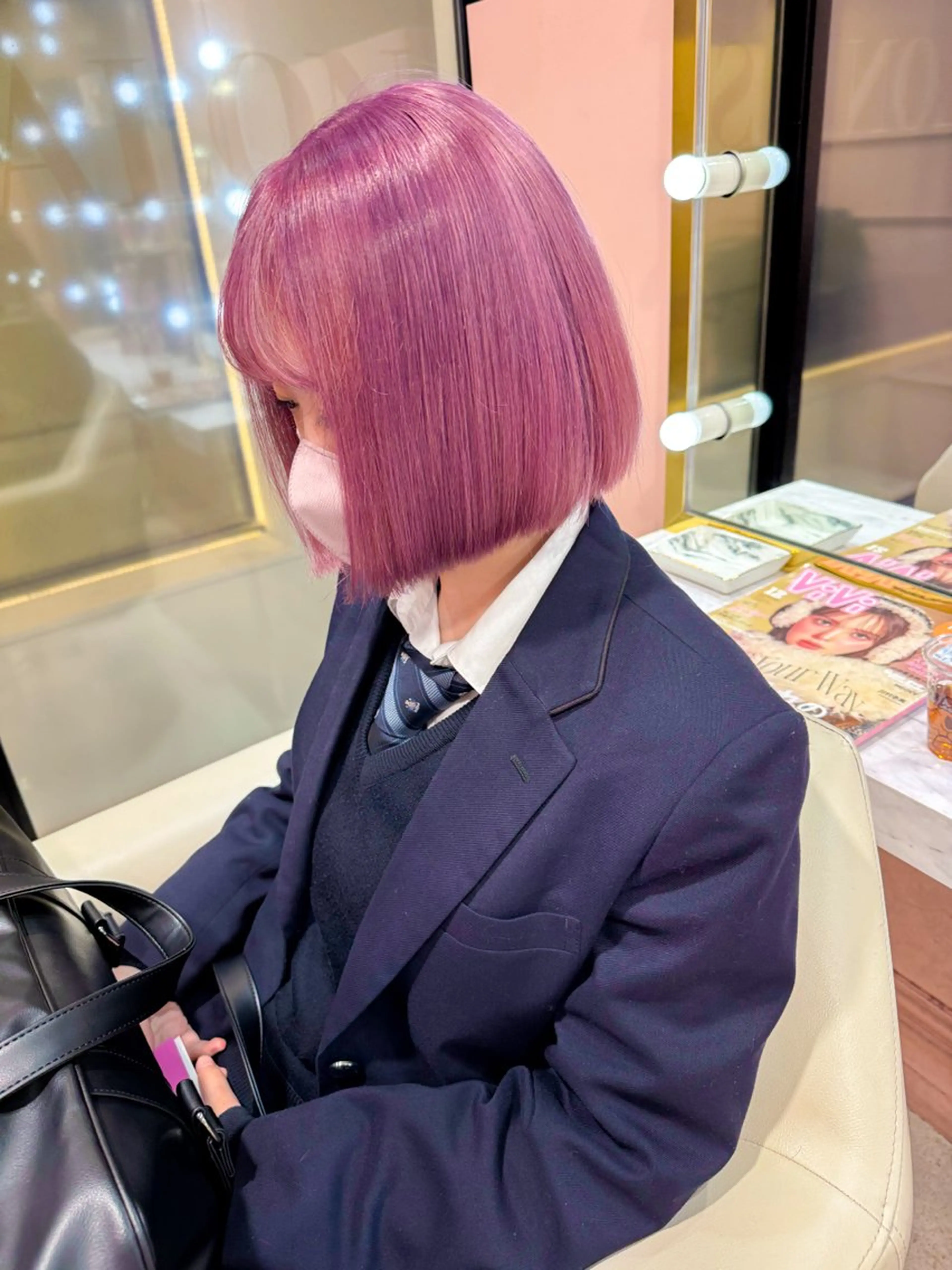 ショート カラー カシス ハイトーンカラー インナーカラー 韓国風カラー ラベンダーカラー ヘアカラー Chérie所属・Chérie 渋谷/カラーサロンのヘアスタイル