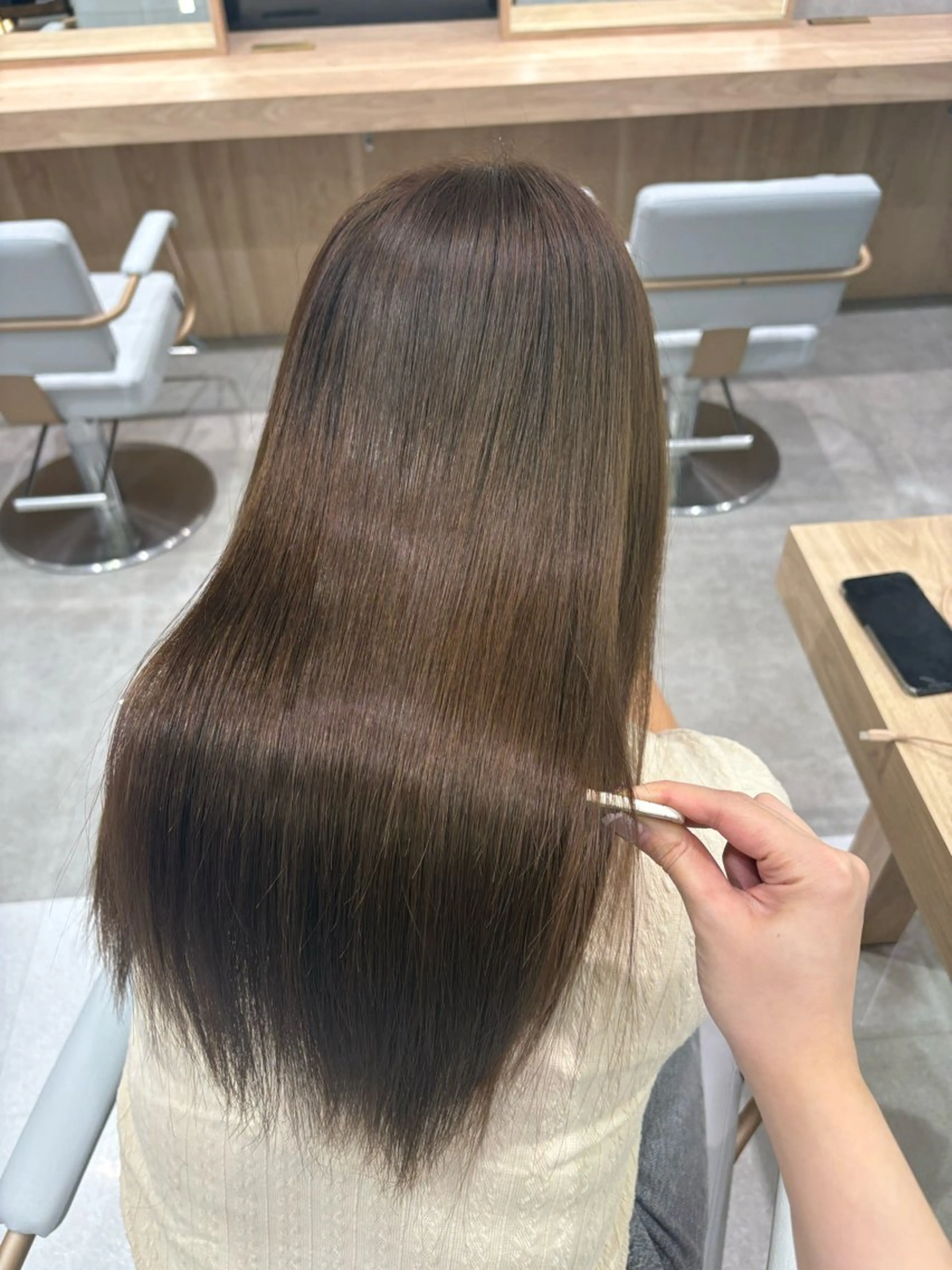 ロング ヘアカラー トリートメント ブリーチなしカラー/ 縮毛矯正🍓kaeのヘアスタイル
