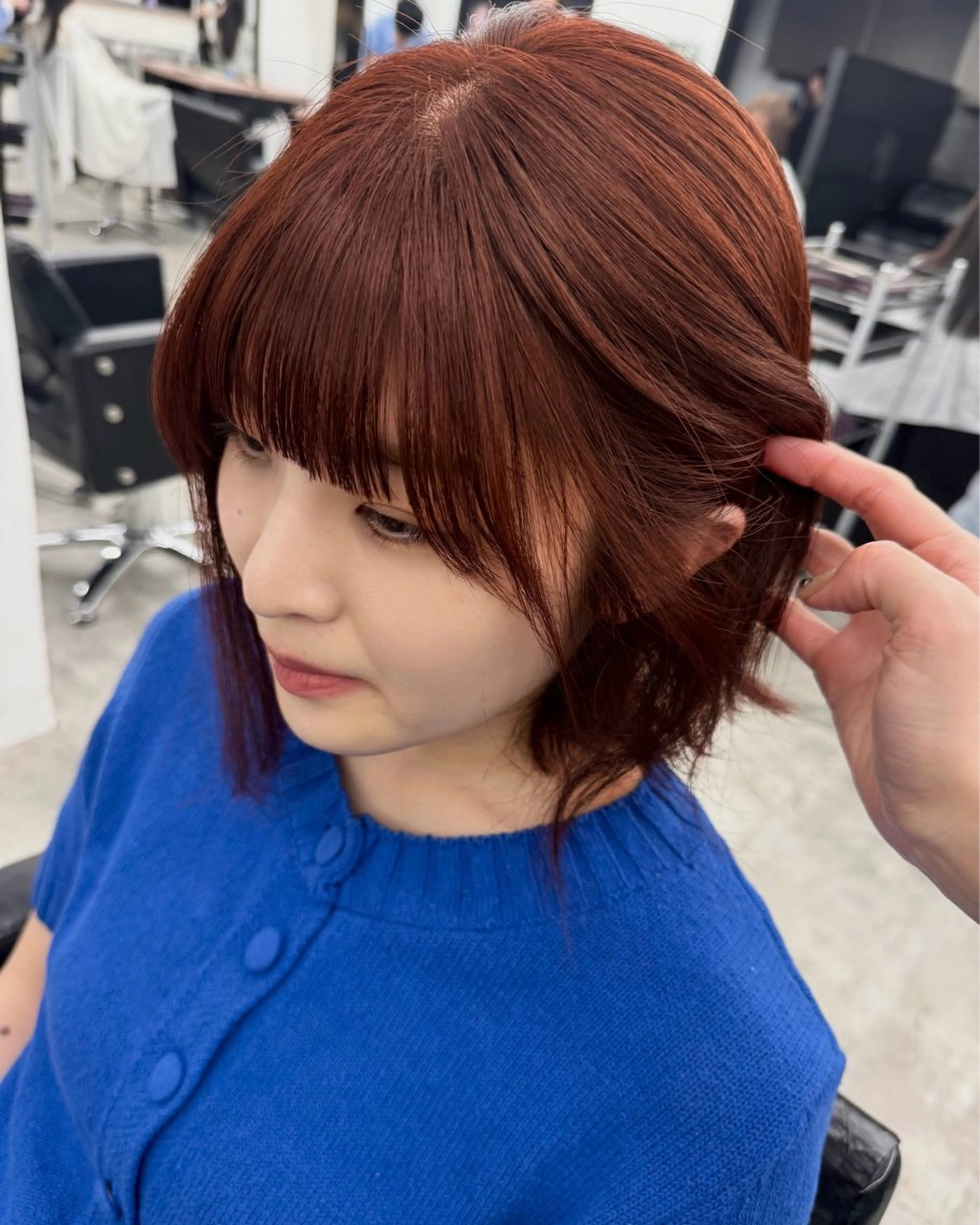 ロング カラー ブラウンカラー オレンジ オレンジブラウン カット ヘアカラー トリートメント 暖色/ダブルカラー/ レッド/ kanaのヘアスタイル