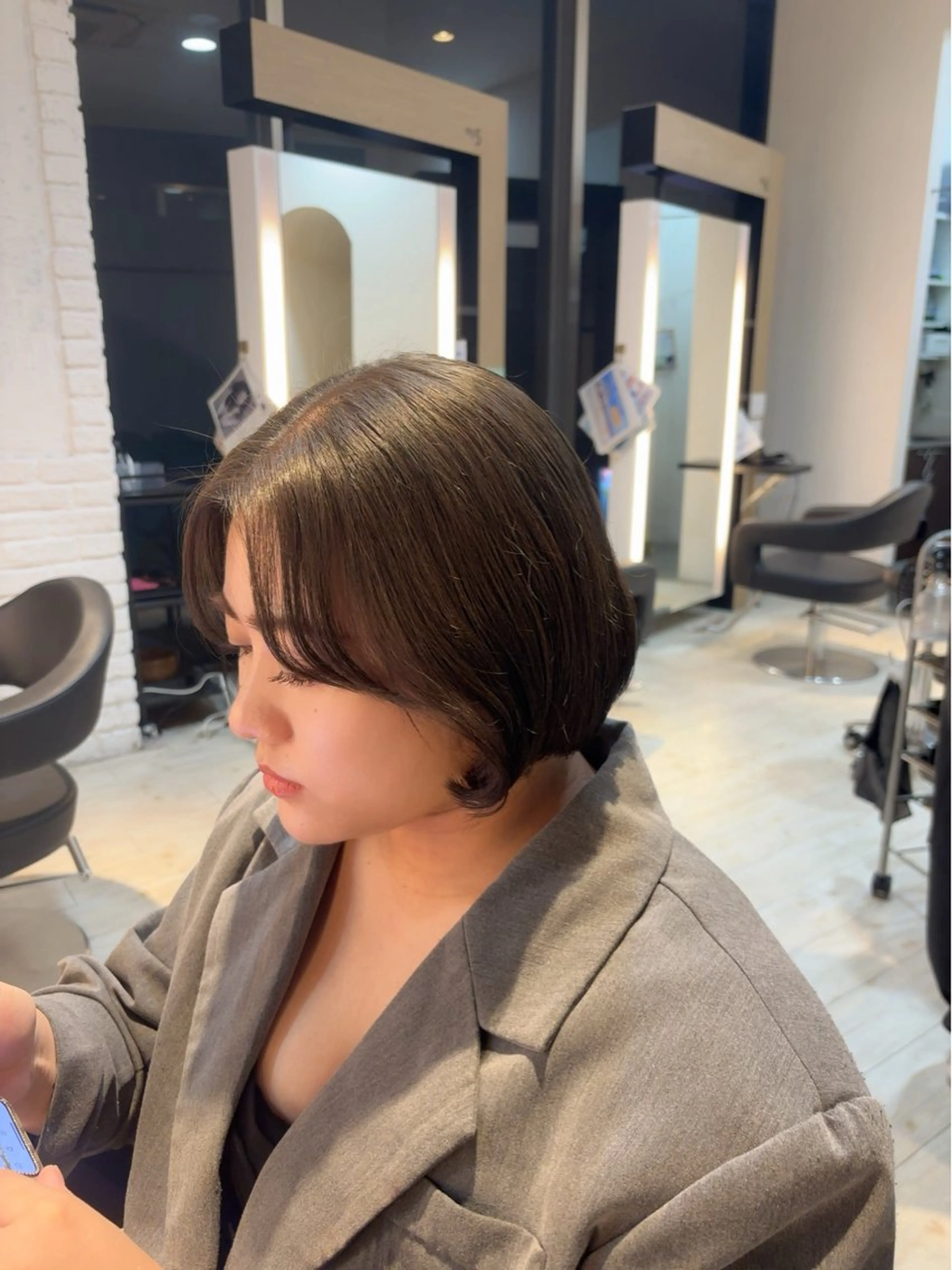 カラー ブリーチ 透明感カラー グレージュ ヘアカラー miyu/ボブ/ 透明感カラー/栄のヘアスタイル
