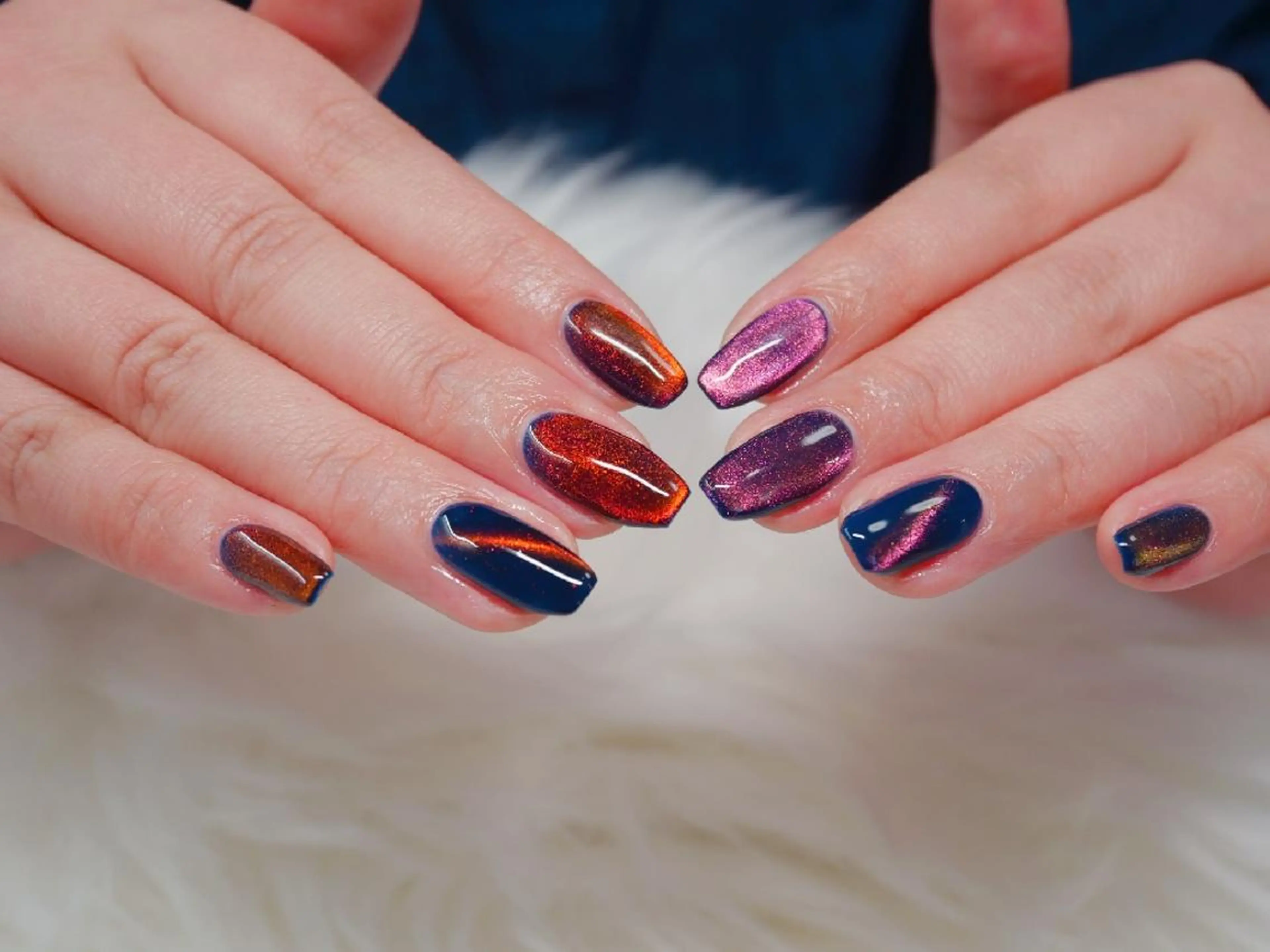 ネイル ブルー マグネットネイル ハンドネイル Nailsalon Graciasのネイルデザイン