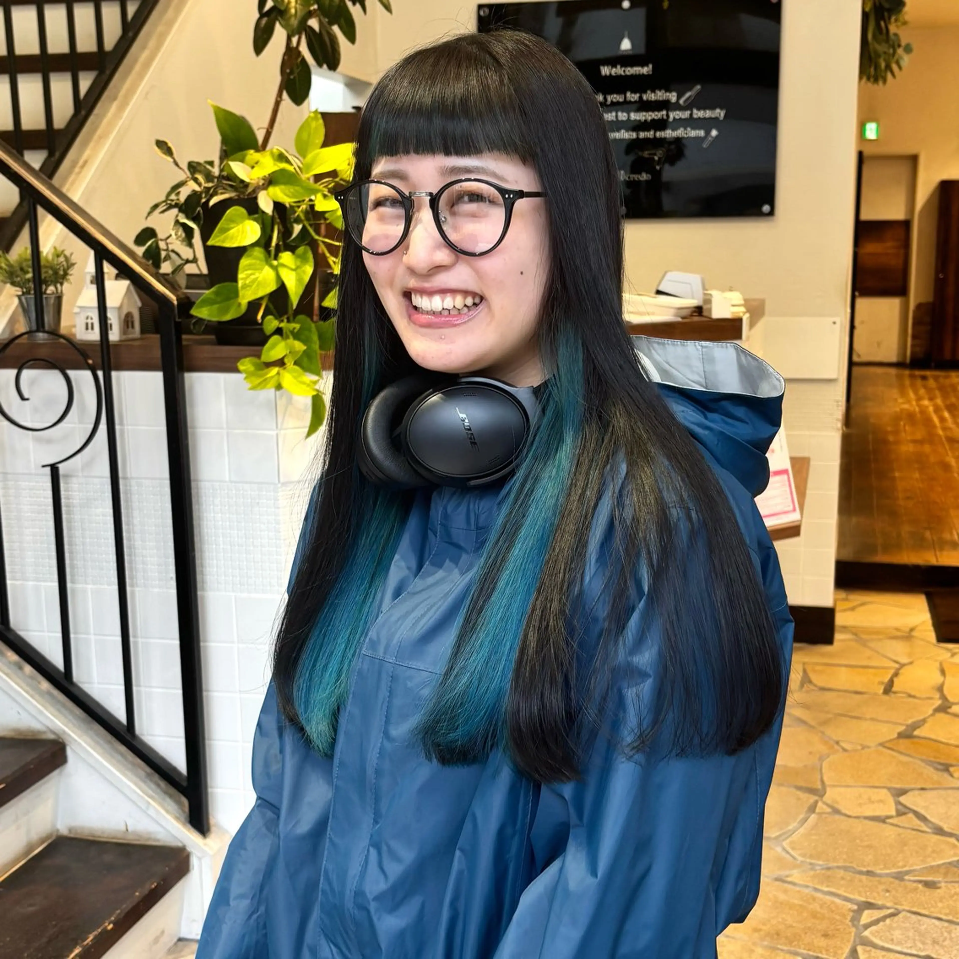 ロング カラー ブルーカラー インナーカラー MIKA 柏のヘアスタイル