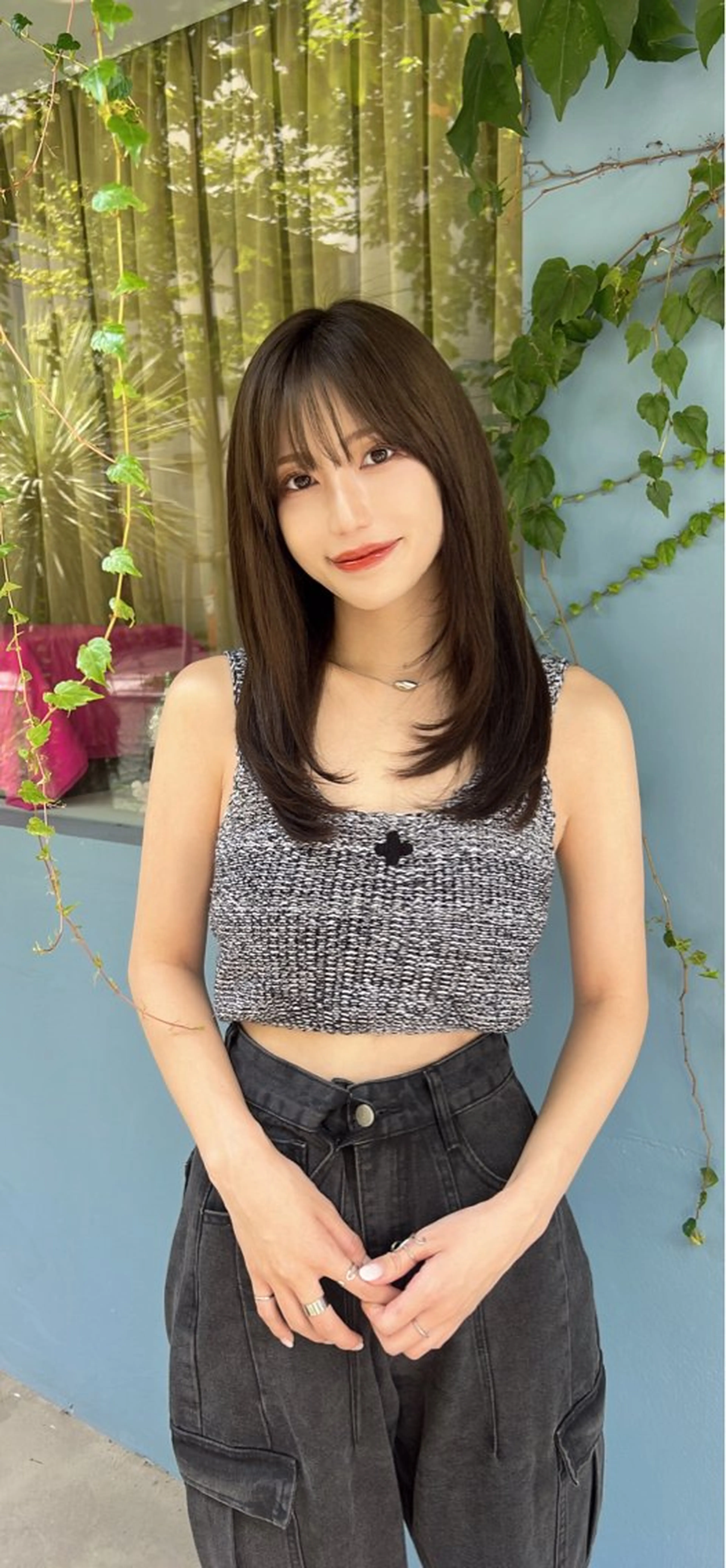 ロング カラー 高島大登/顔周り /ミルクティーのヘアスタイル