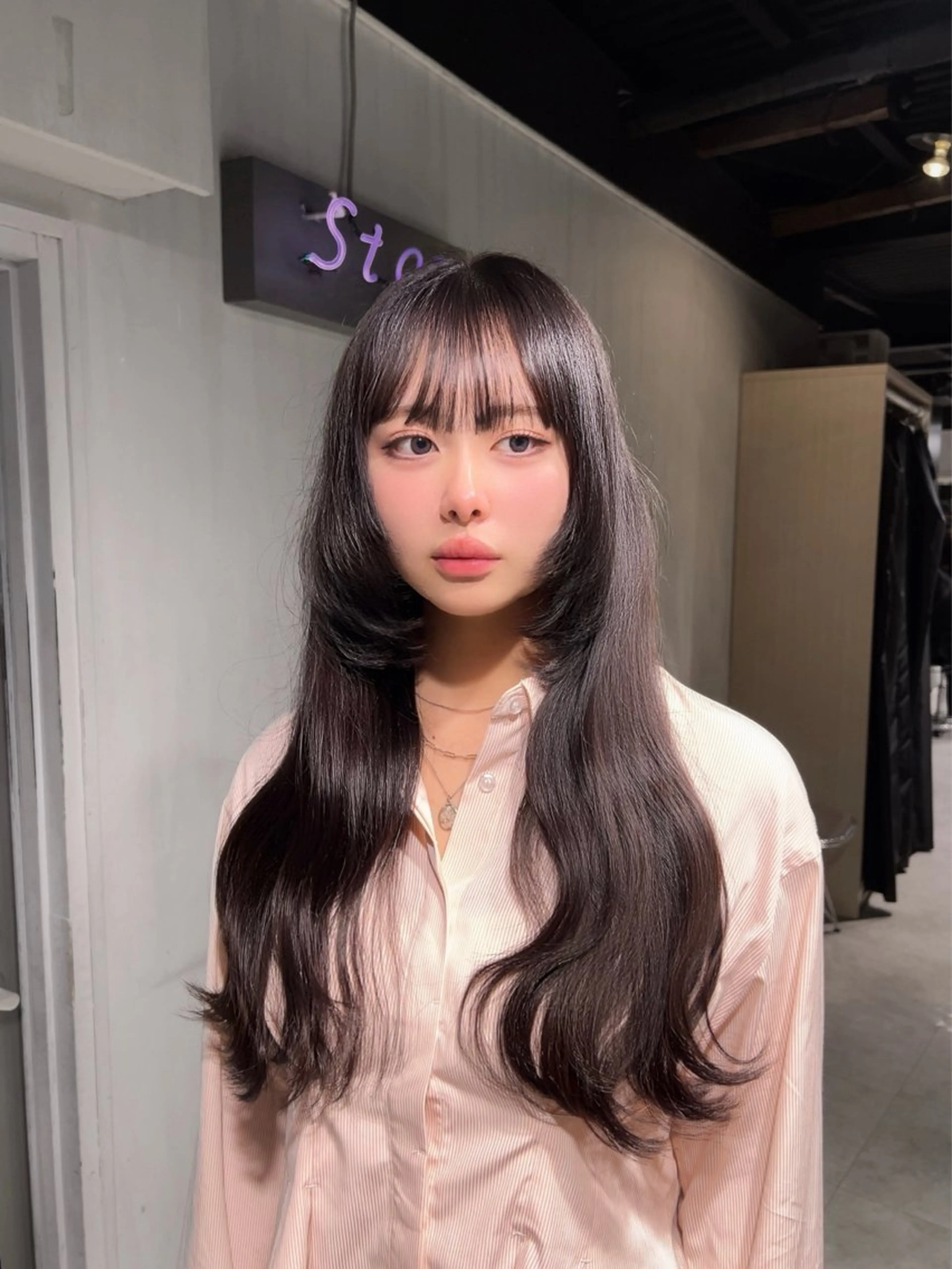 ロング 韓国風カラー 姫カット 韓国風ヘア レイヤーカット ワンホンレイヤー MEI🎀垢抜けカラ ー🎀韓国styleのヘアスタイル