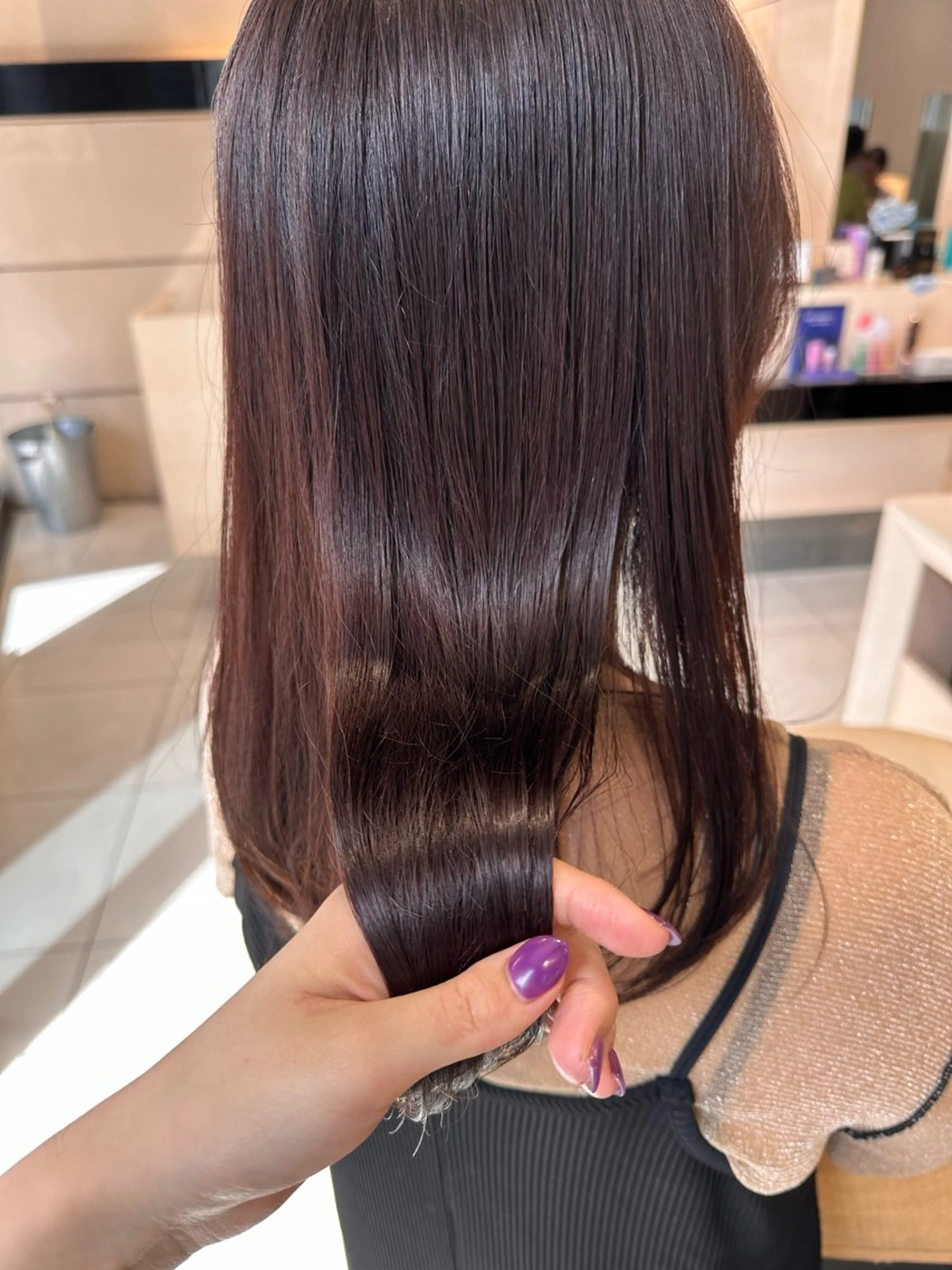 セミロング カラー ブラウンカラー ヘアカラー トリートメント クロスパーマ/うる艶 カラー/Kurumiのヘアスタイル