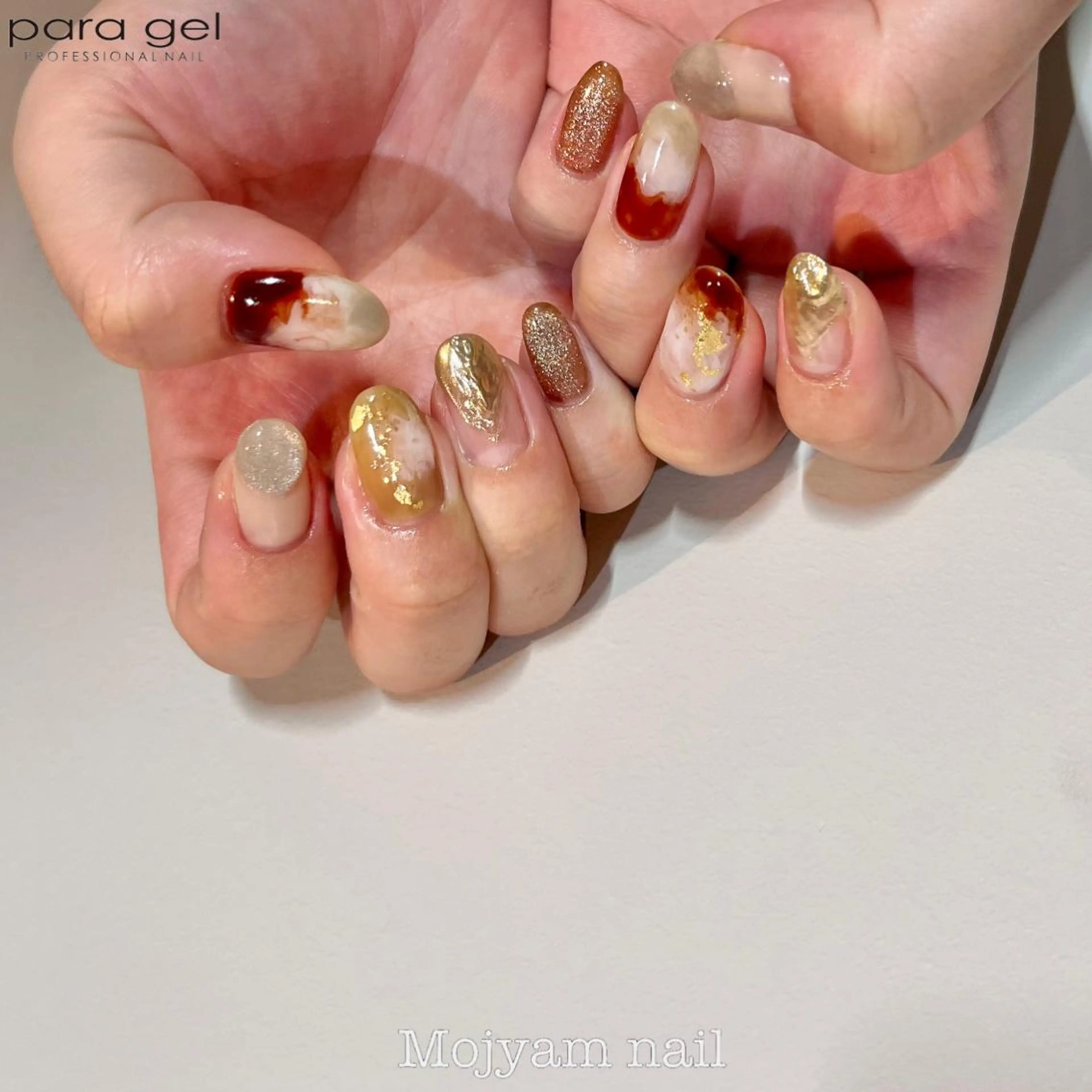 ネイル ブラウン ニュアンスネイル ショートネイル ハンドネイル Mojyam nail所属・松本 実咲のネイルデザイン