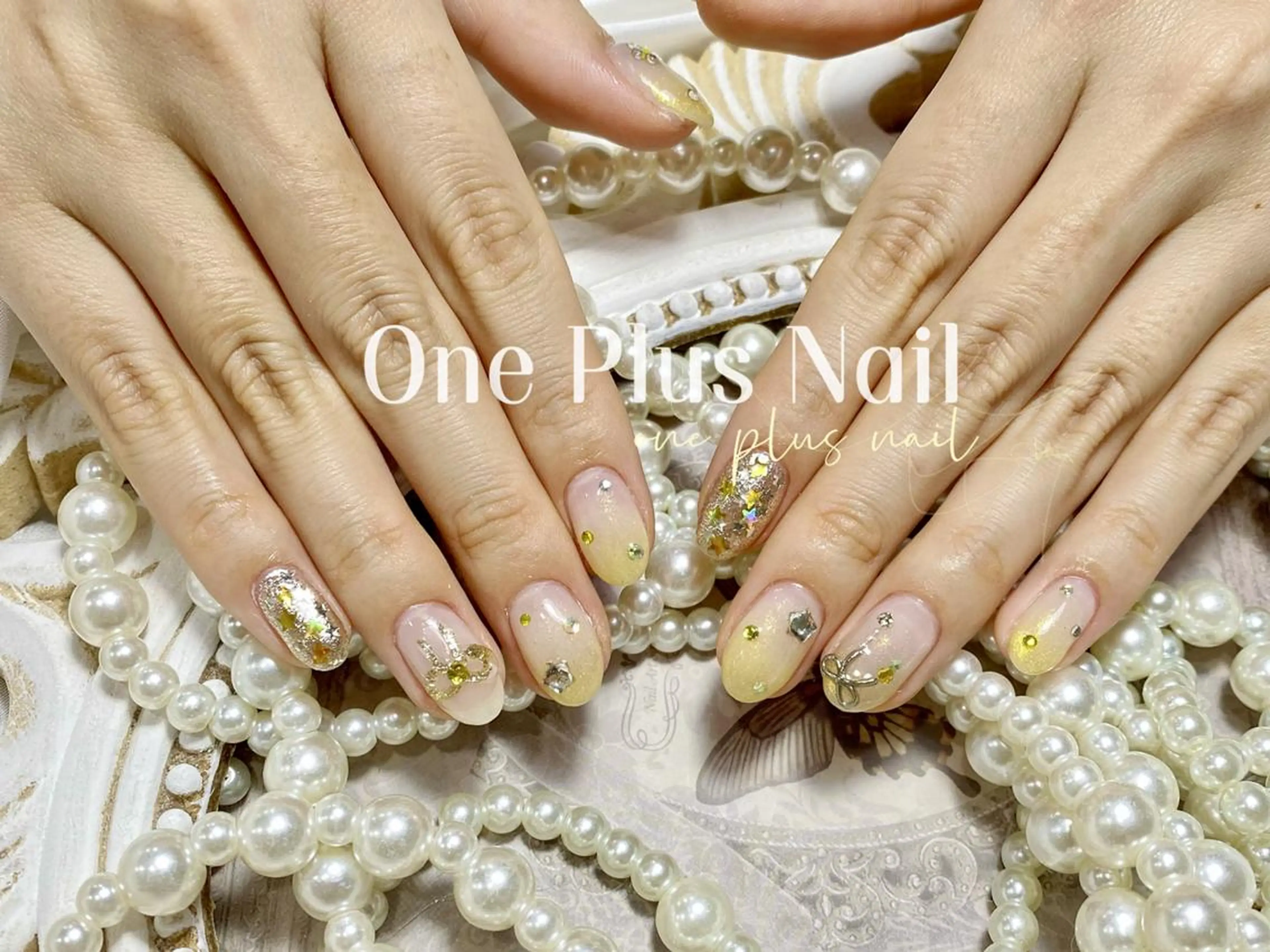 ネイル ハート キラキラネイル 韓国ネイル ロングネイル 持ち込み One Plus Nail Salonのネイルデザイン