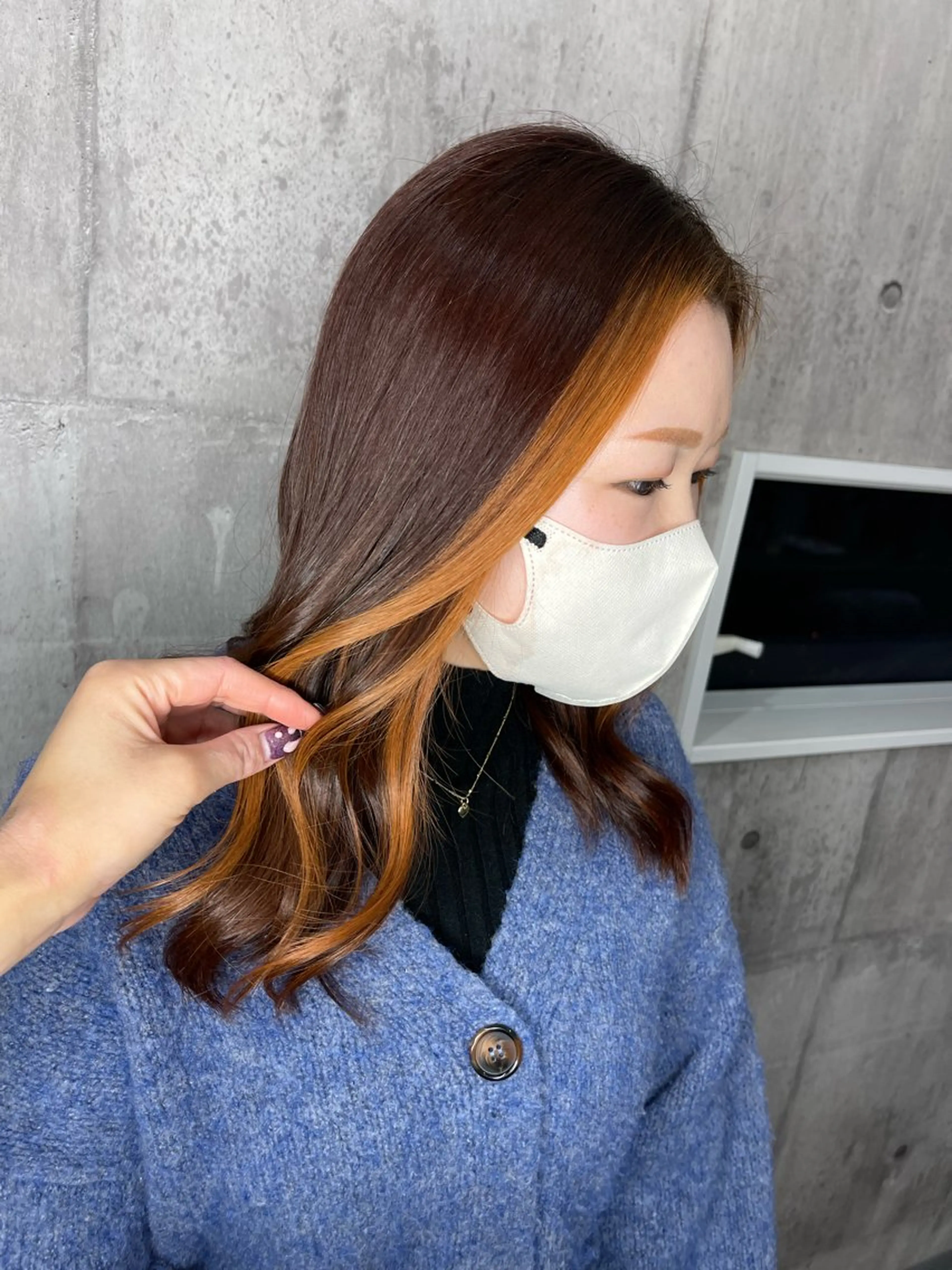 セミロング カラー ミストバング  フェイスフレーミング ヘアカラー Felice Erikaのヘアスタイル