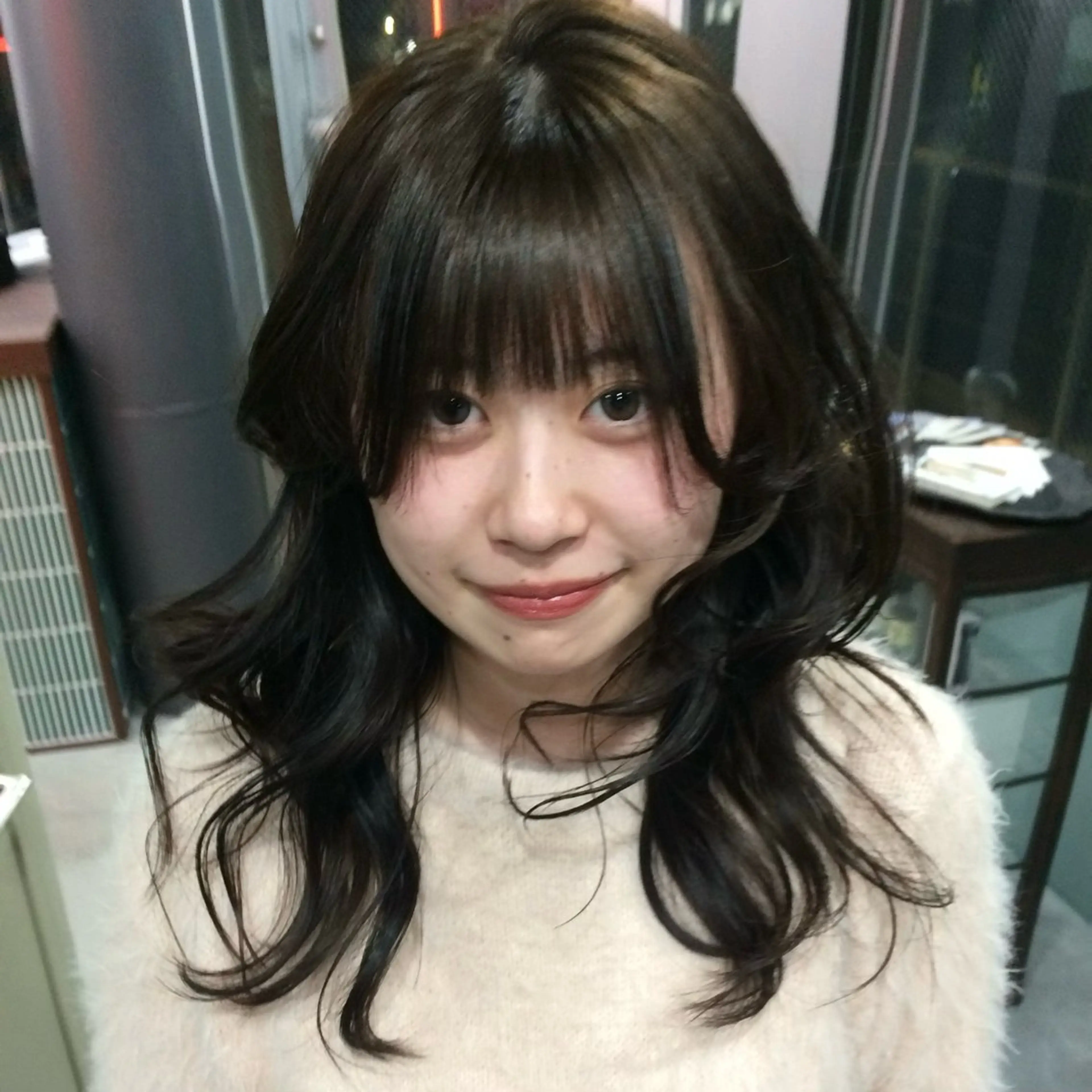 ロング カラー ブラウンカラー レイヤーカット カット ヘアカラー 杏 華のヘアスタイル
