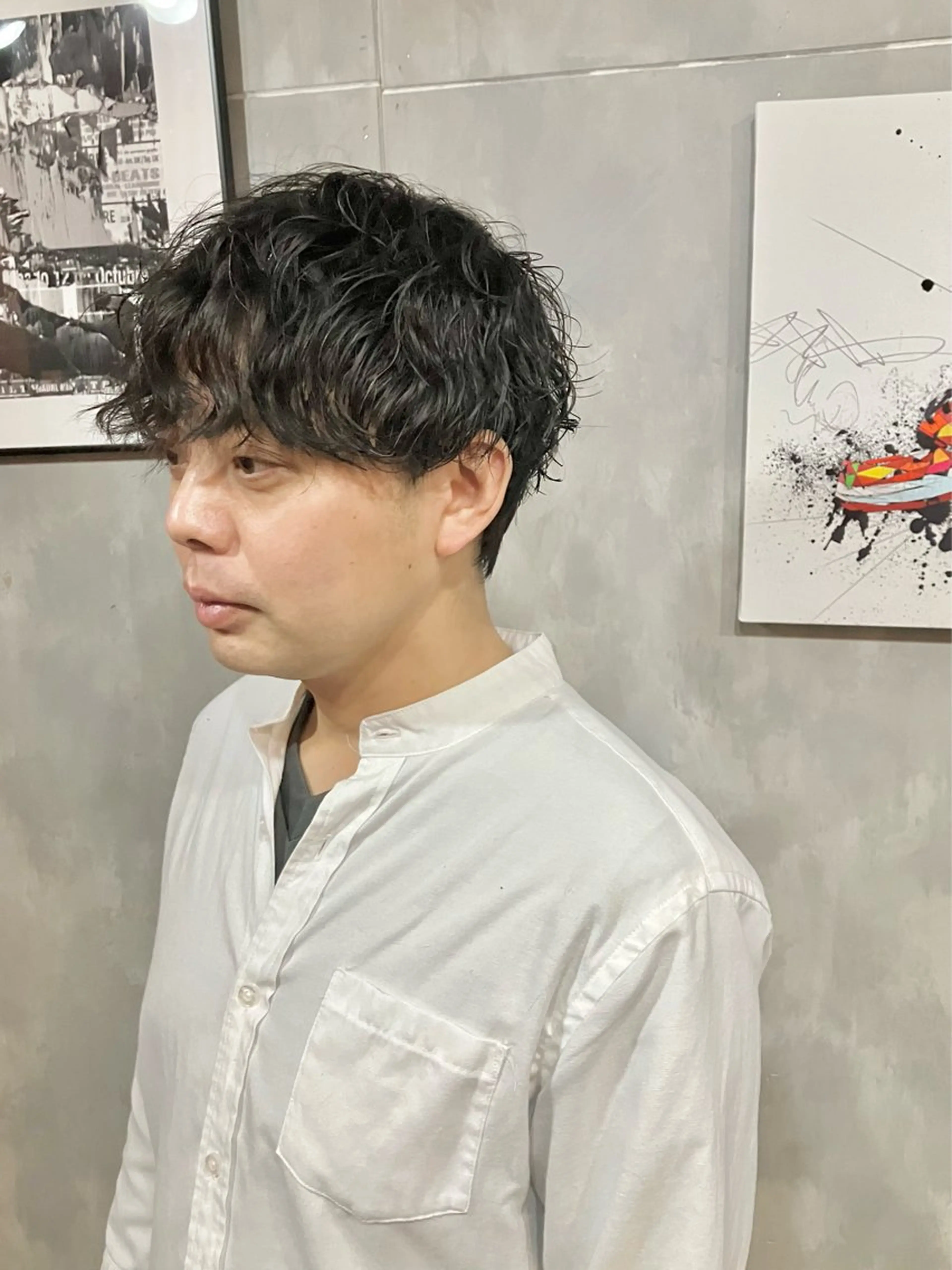 ショート パーマ メンズ マッシュ メンズパーマ 波巻きパーマ カット パーマ 🟦西荻窪メンズ特化 美容師🟦Yu-Jiのヘアスタイル