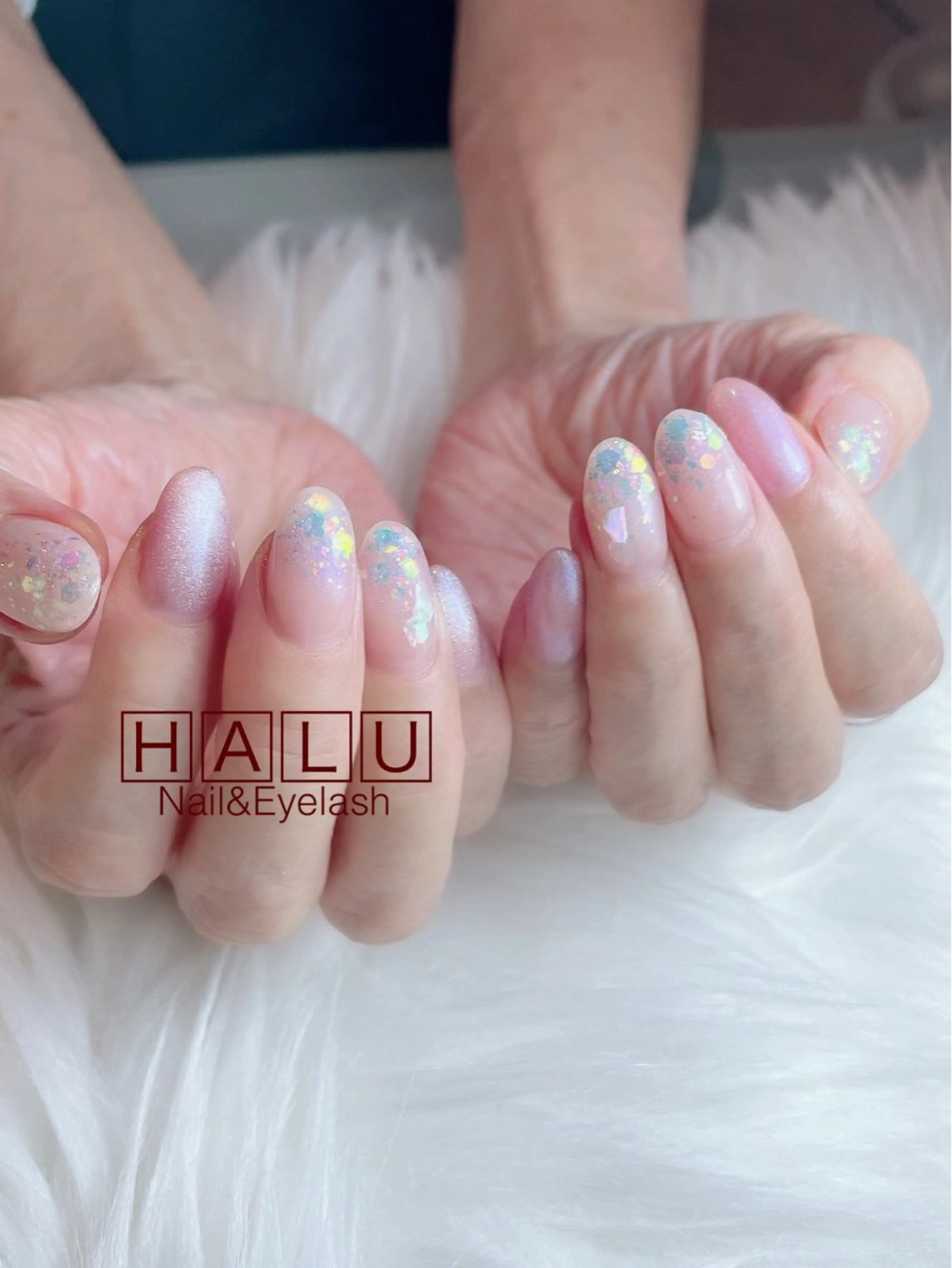 ネイル ホログラムネイル キラキラネイル ハンドネイル フットネイル HALU ハルのネイルデザイン