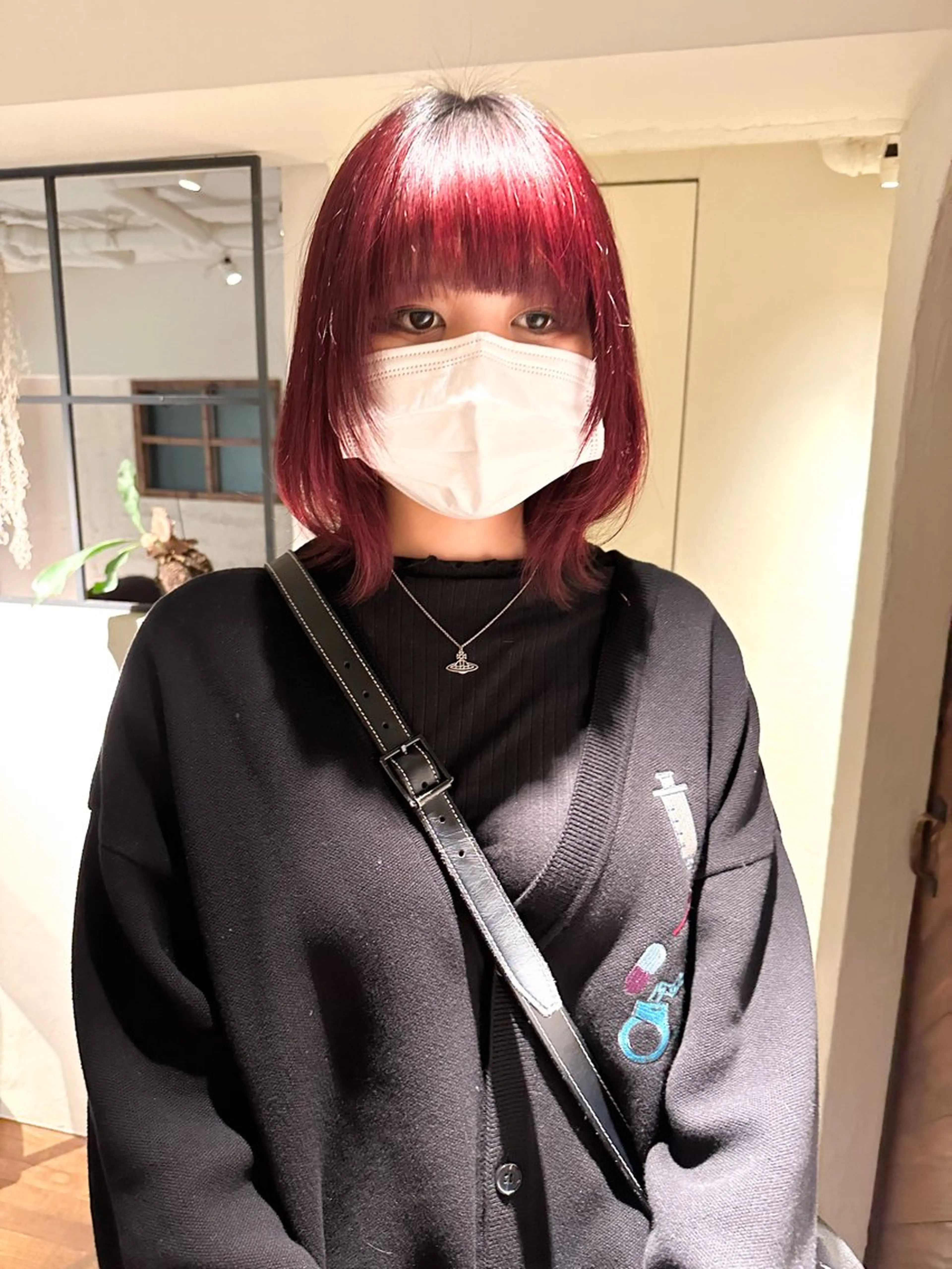 ミディアム カラー カット ヘアカラー トリートメント ヘアセット 🧡ono🧡暖色/ 切りっぱなしボブ🧡のヘアスタイル