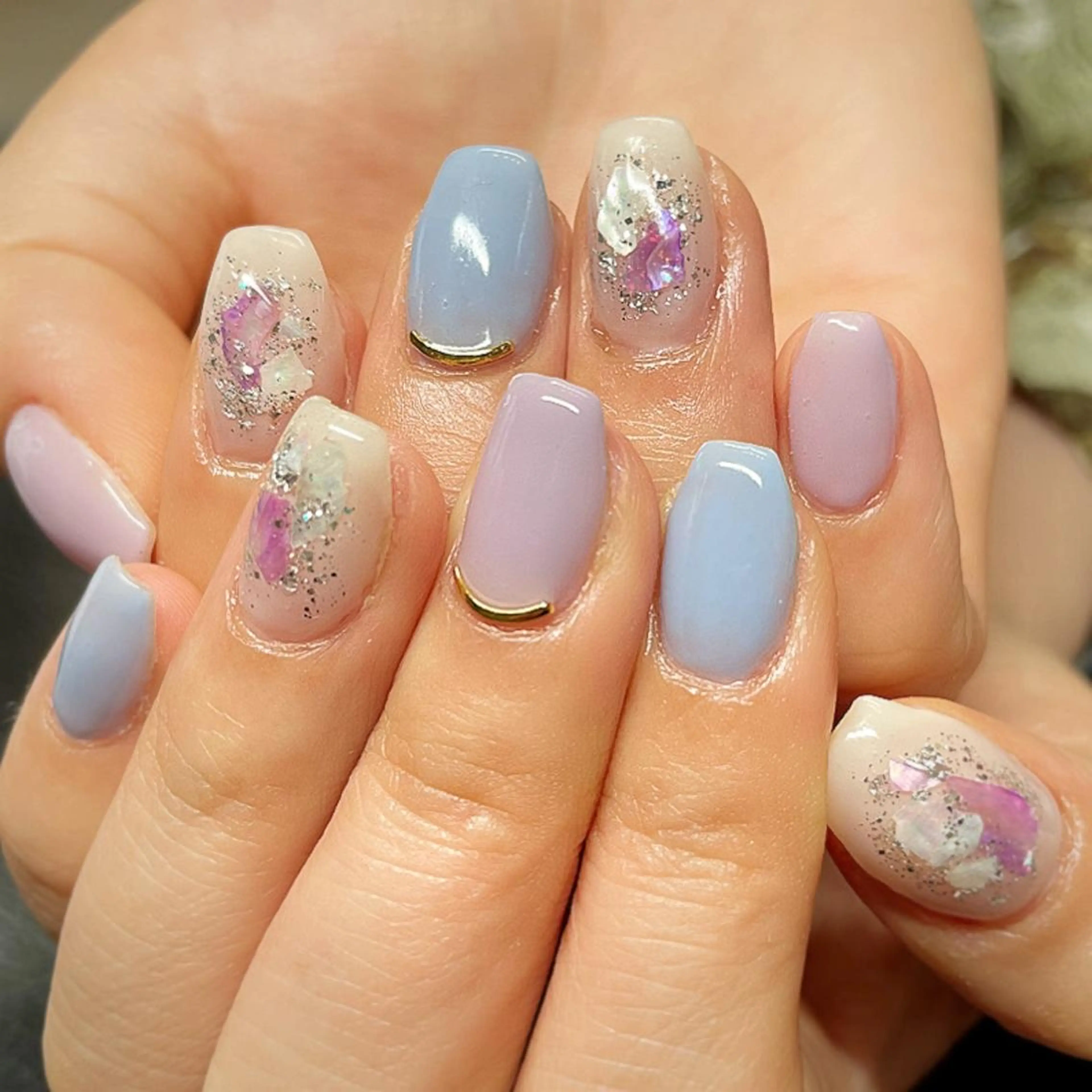 ネイル アートネイル パープル ハンドネイル フットネイル AQUA NAIL所属・AQUA NAILのネイルデザイン
