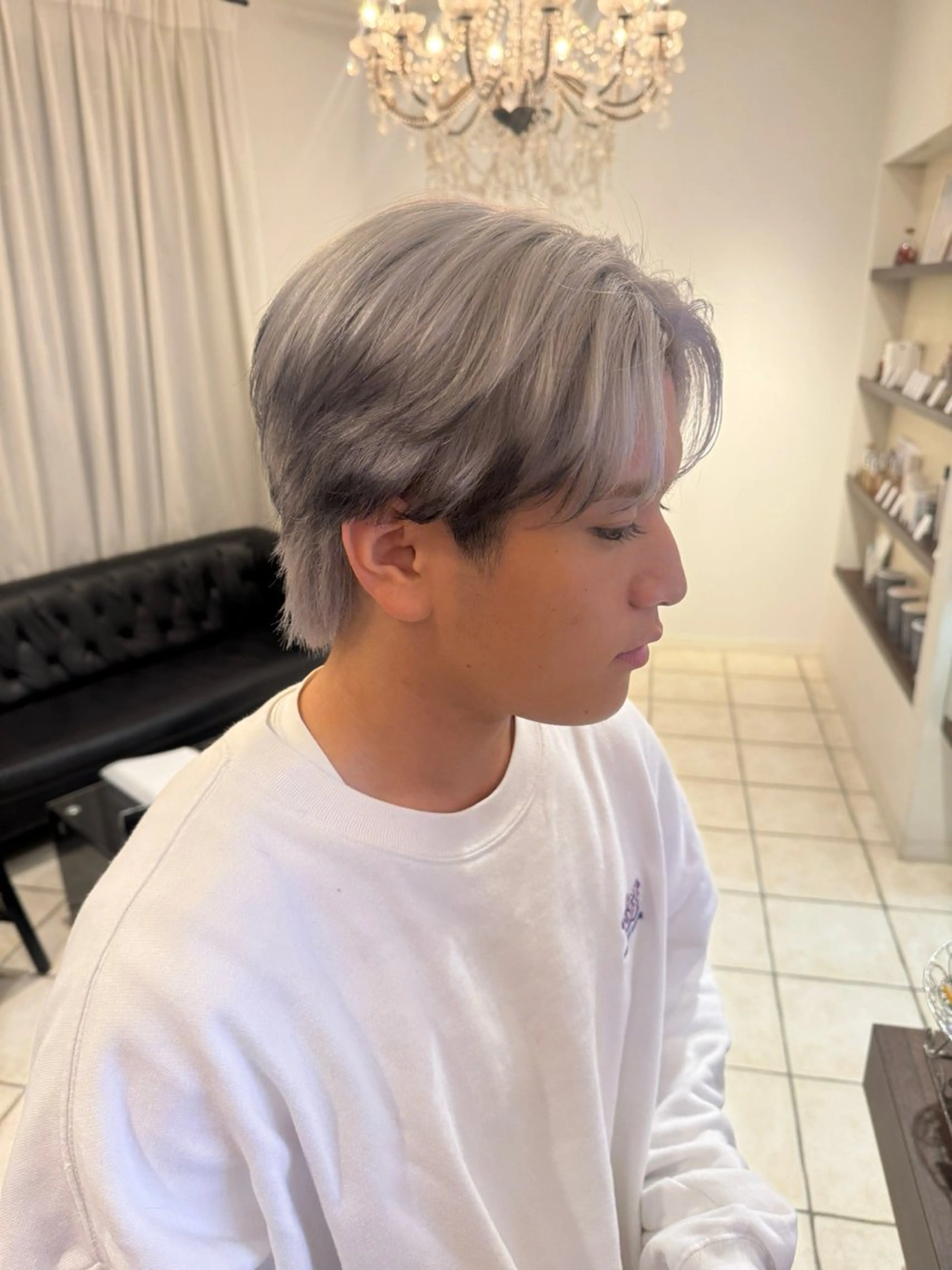 ミディアム カラー メンズ デザインカラー ヘアカラー 🦄ブリーチ💜エク ステ💜MIU🦄のヘアスタイル