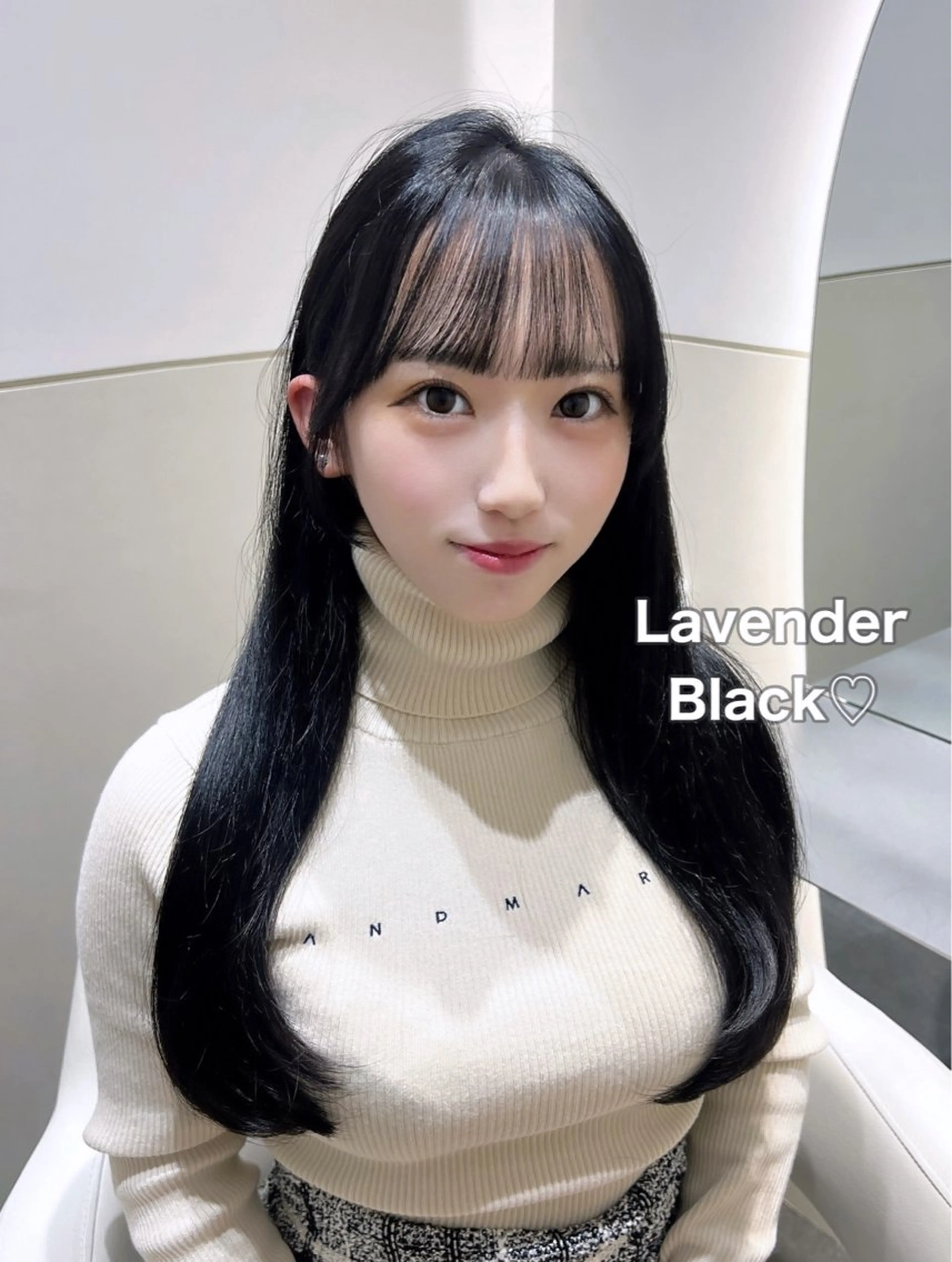 ロング カラー 黒髪 ラベンダーカラー カット ヘアカラー トリートメント 🩷韓国ヘア/ミディ アム🩷Maikaのヘアスタイル