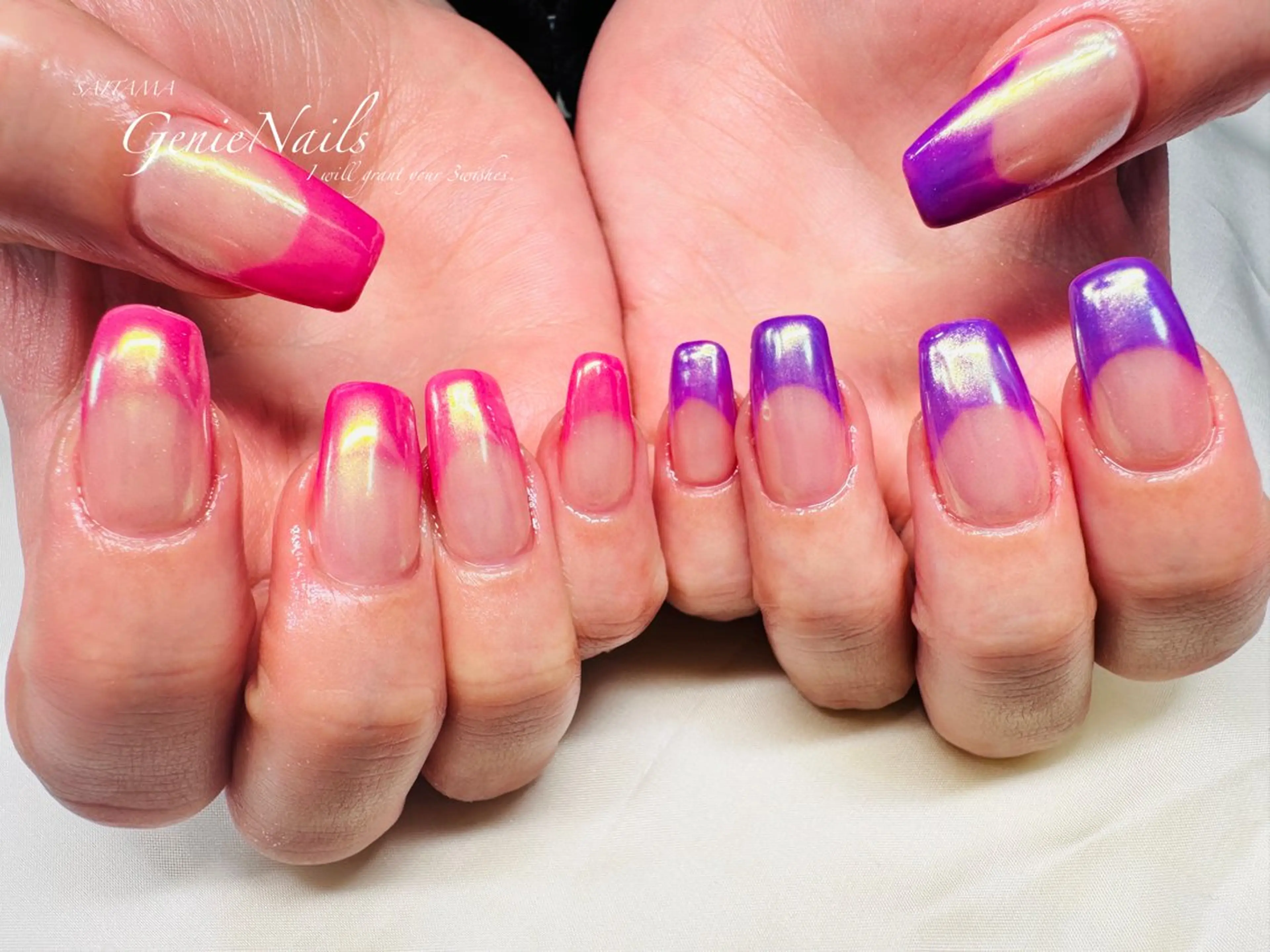 メンズ ネイル アートネイル 長さ出し フレンチネイル ロングネイル 持ち込み Genie Nailsのネイルデザイン