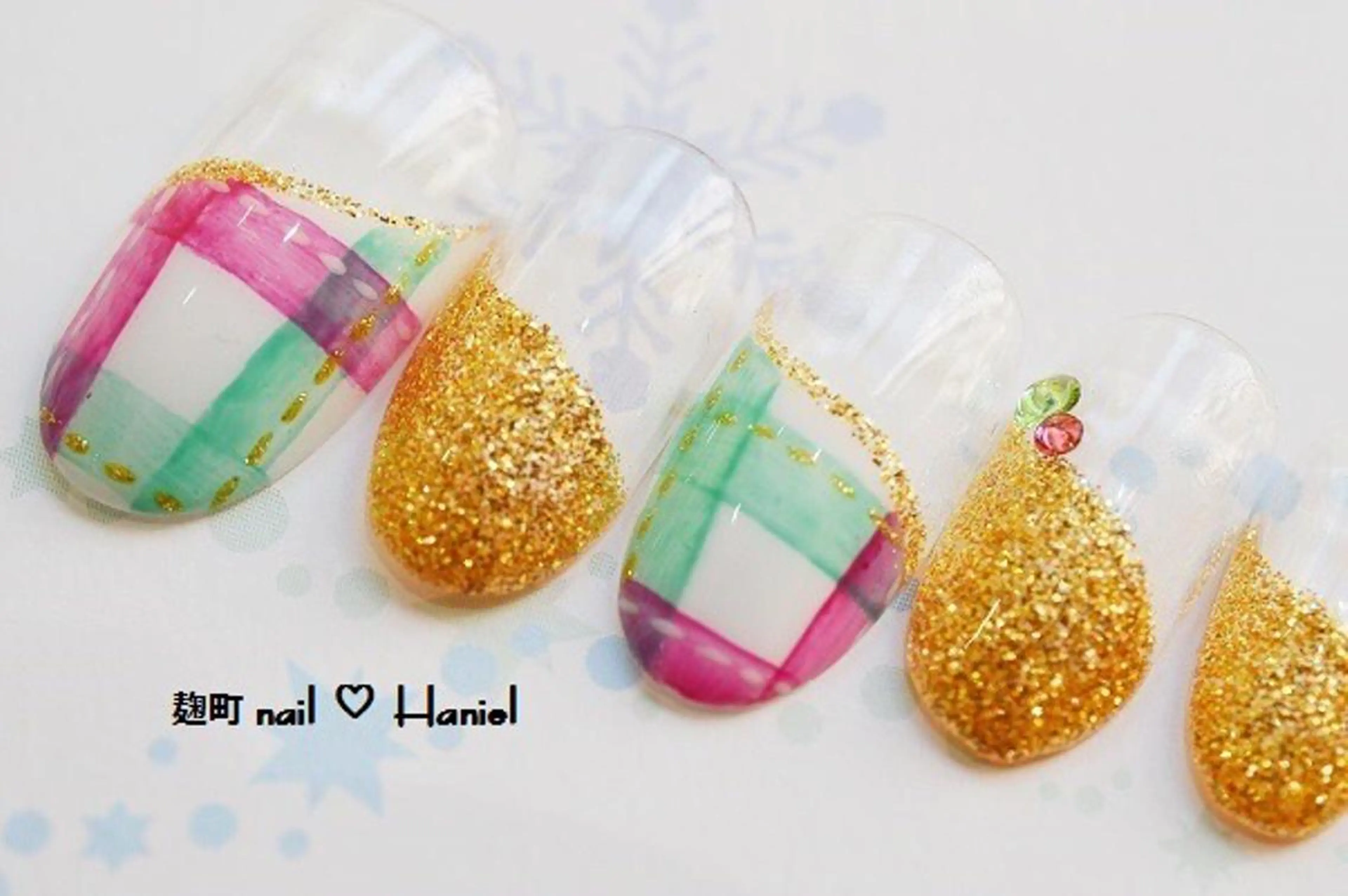 ネイル アートネイル ジェルネイル パラジェル 冬ネイル クリスマス nail Haniel所属・半蔵門サロンハニエル 魅神 ちよのネイルデザイン