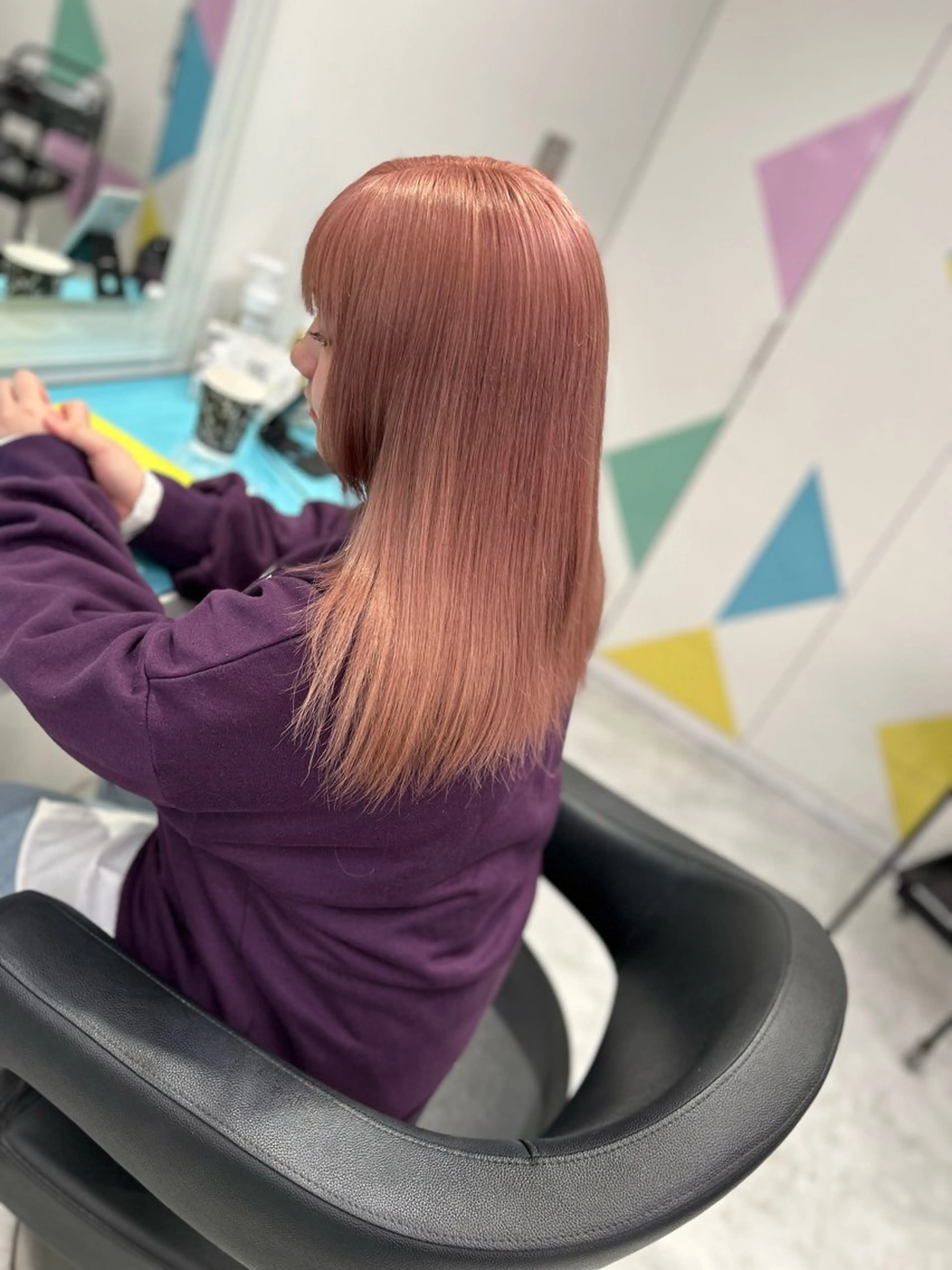 ロング カラー ヘアアレンジ トレンドモテカラー 🩷色落ちまで可愛くのヘアスタイル