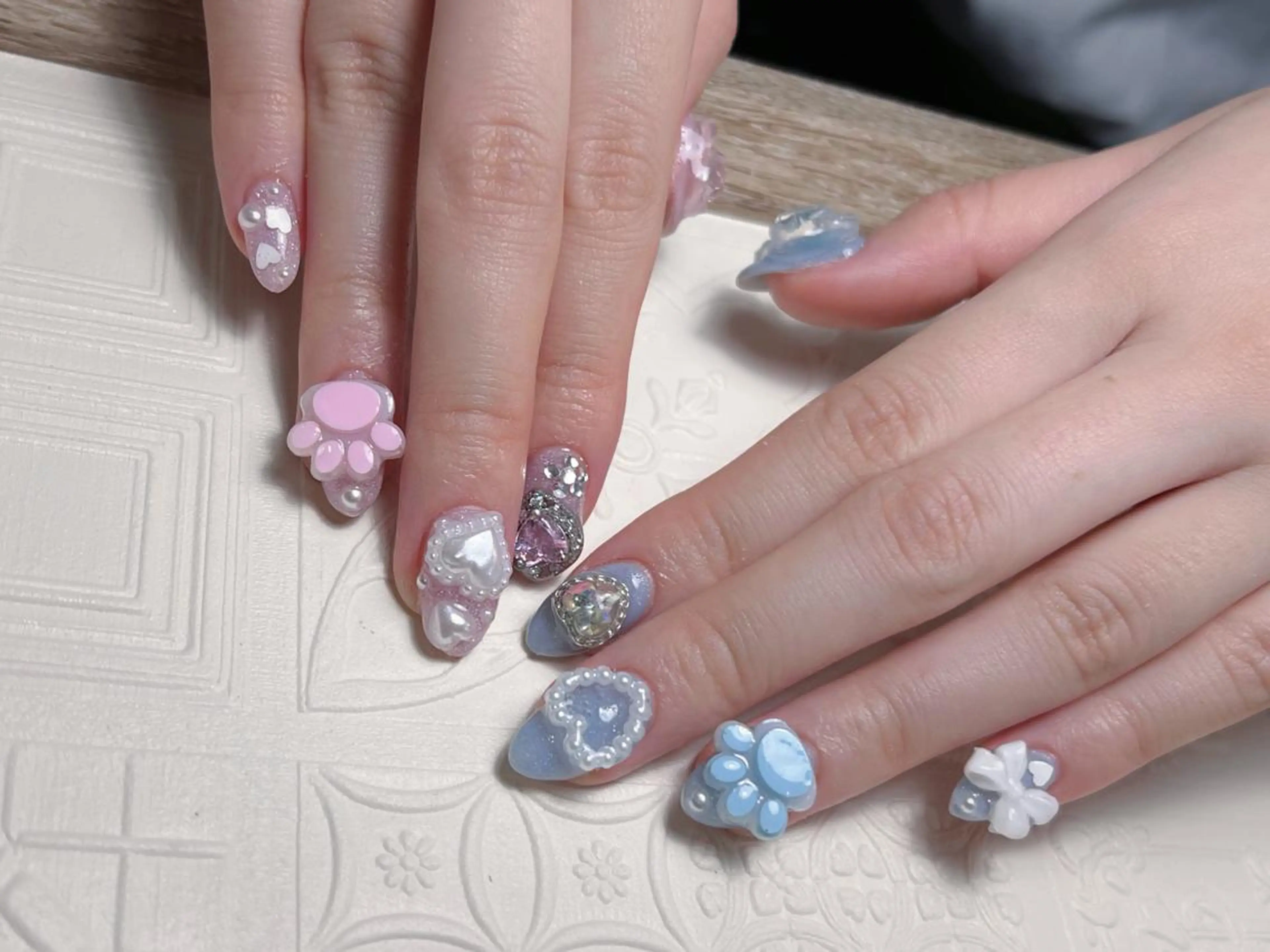 ネイル 長さ出し フットネイル フレンチネイル ジェルネイル ガラスフレンチ ハンドネイル MSSugar Nailのネイルデザイン