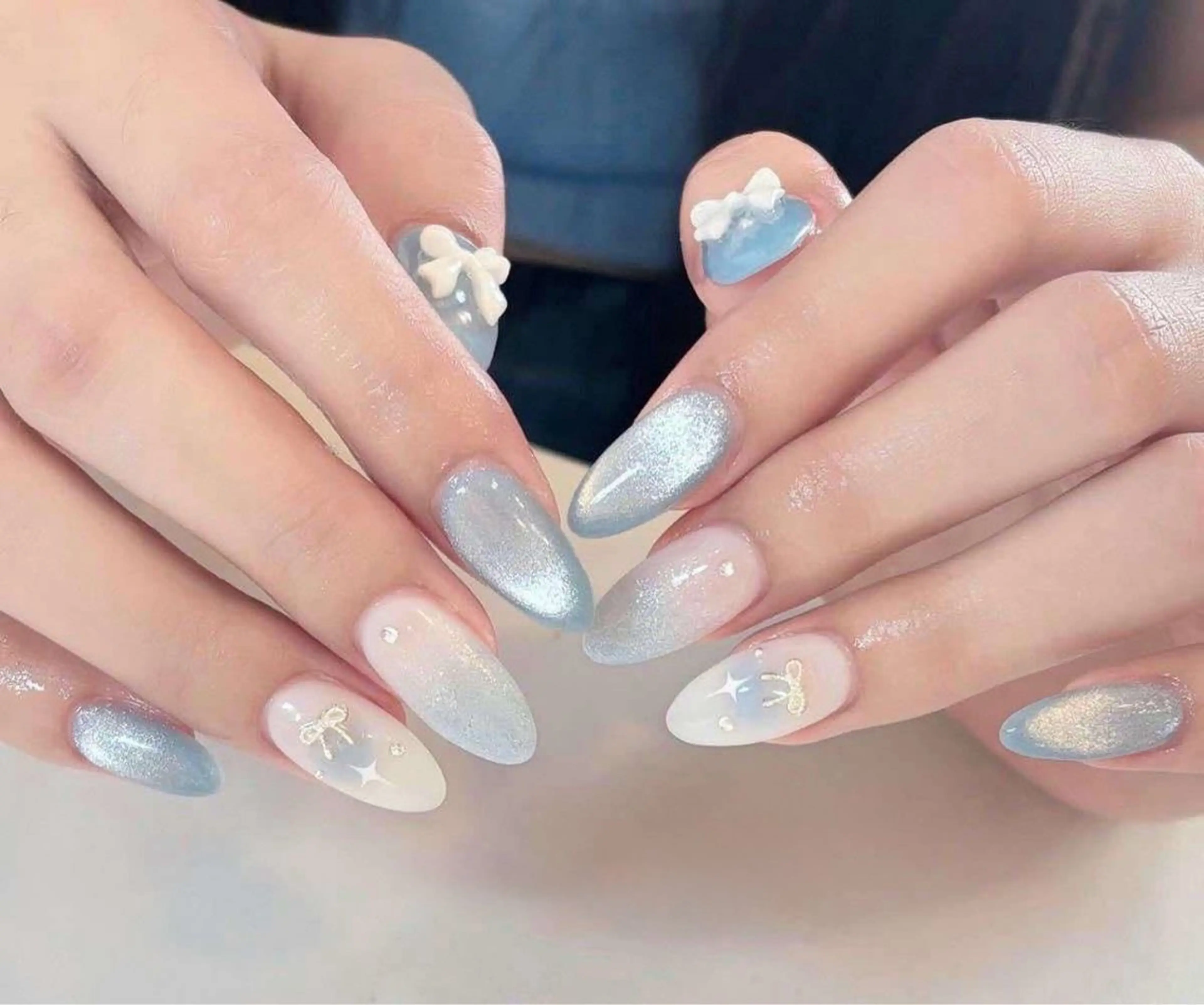 ネイル 長さ出し フレンチネイル グラデーション 卒業式 マグネットネイル ハンドネイル MIHANA NAILのネイルデザイン