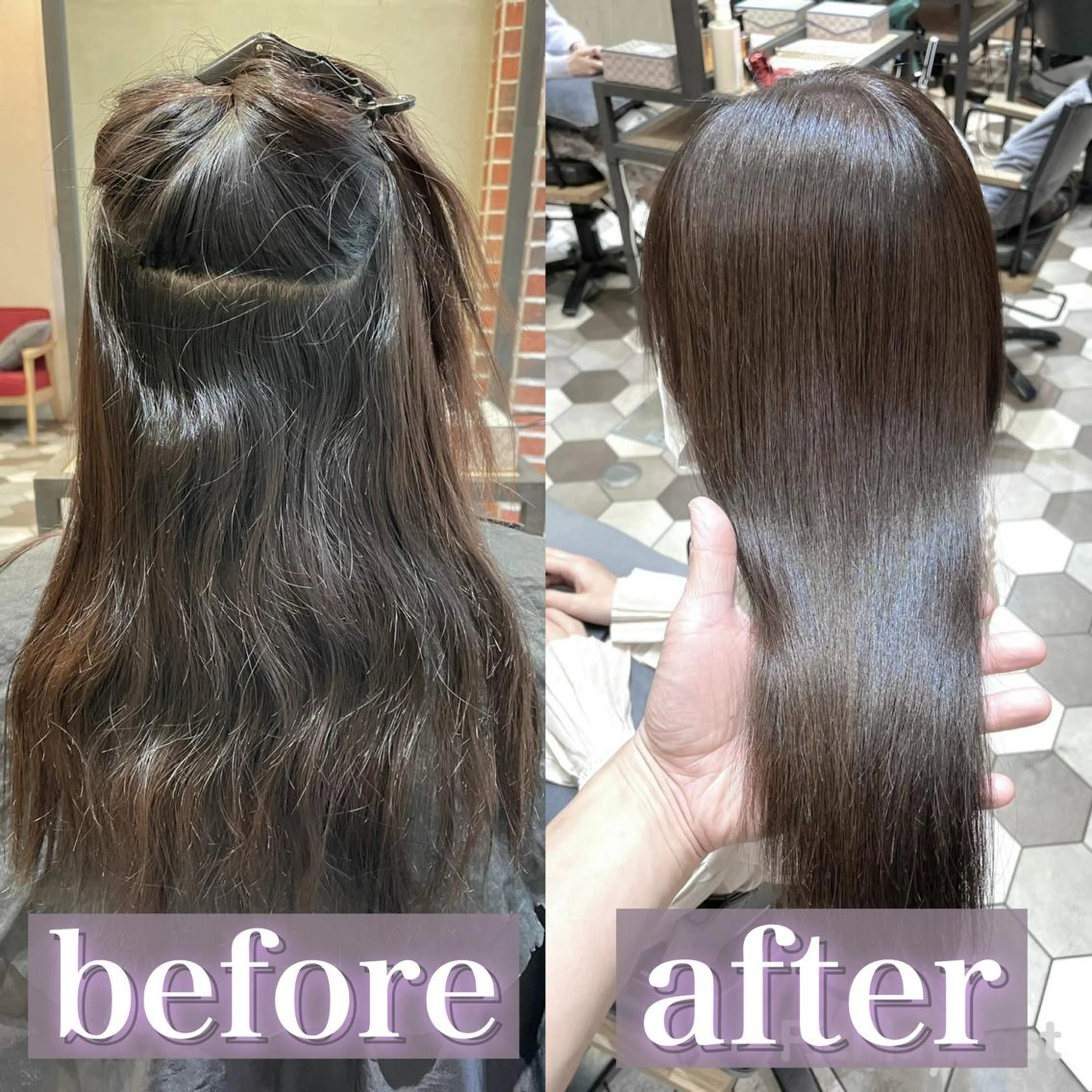 ロング カット ヘアカラー 縮毛矯正 トリートメント 韓国風🫧髪質改善 村上　蒼生のヘアスタイル
