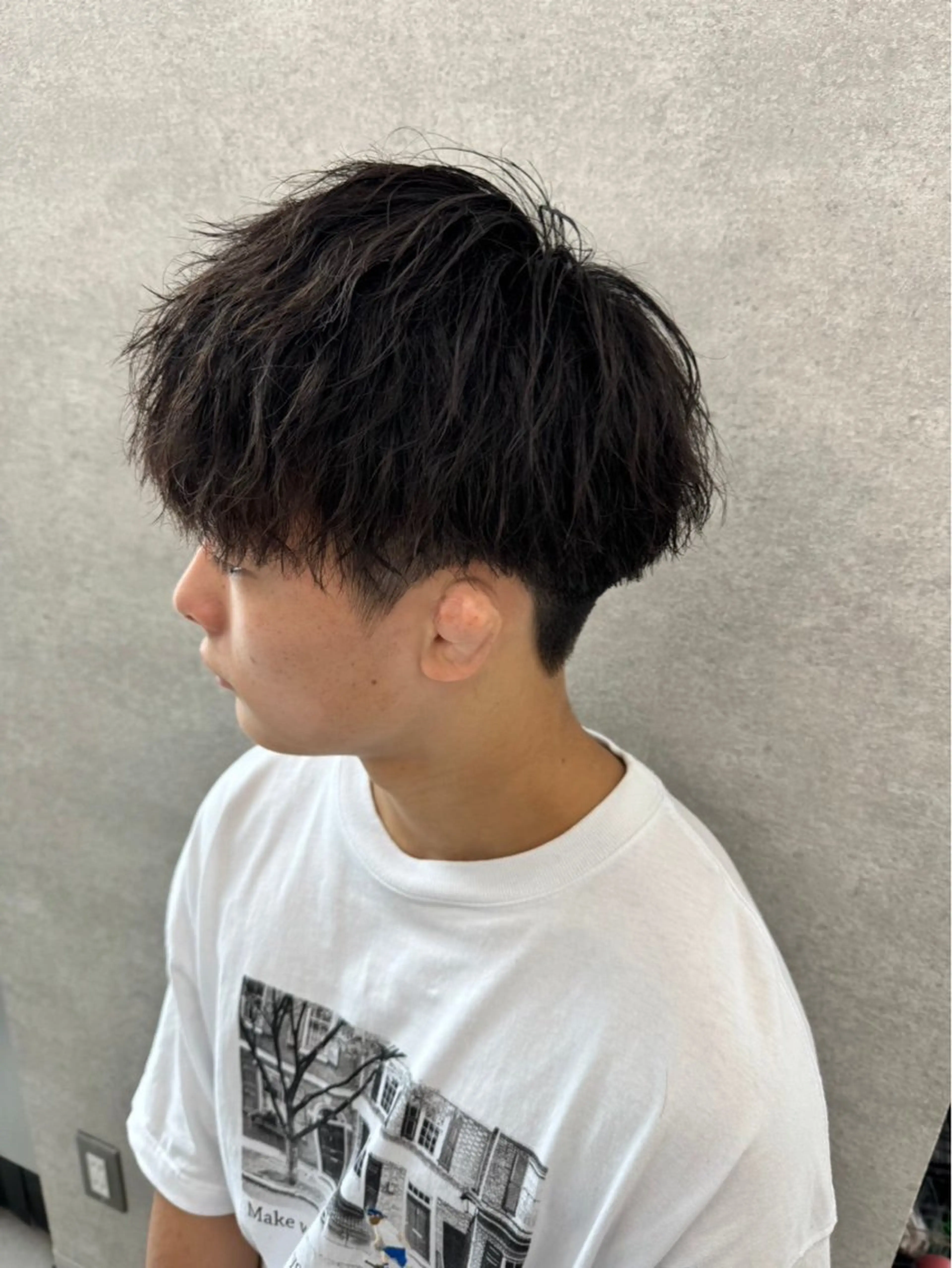 ショート パーマ メンズ *モデル募集🤍横浜 透明感カラー🫧のヘアスタイル