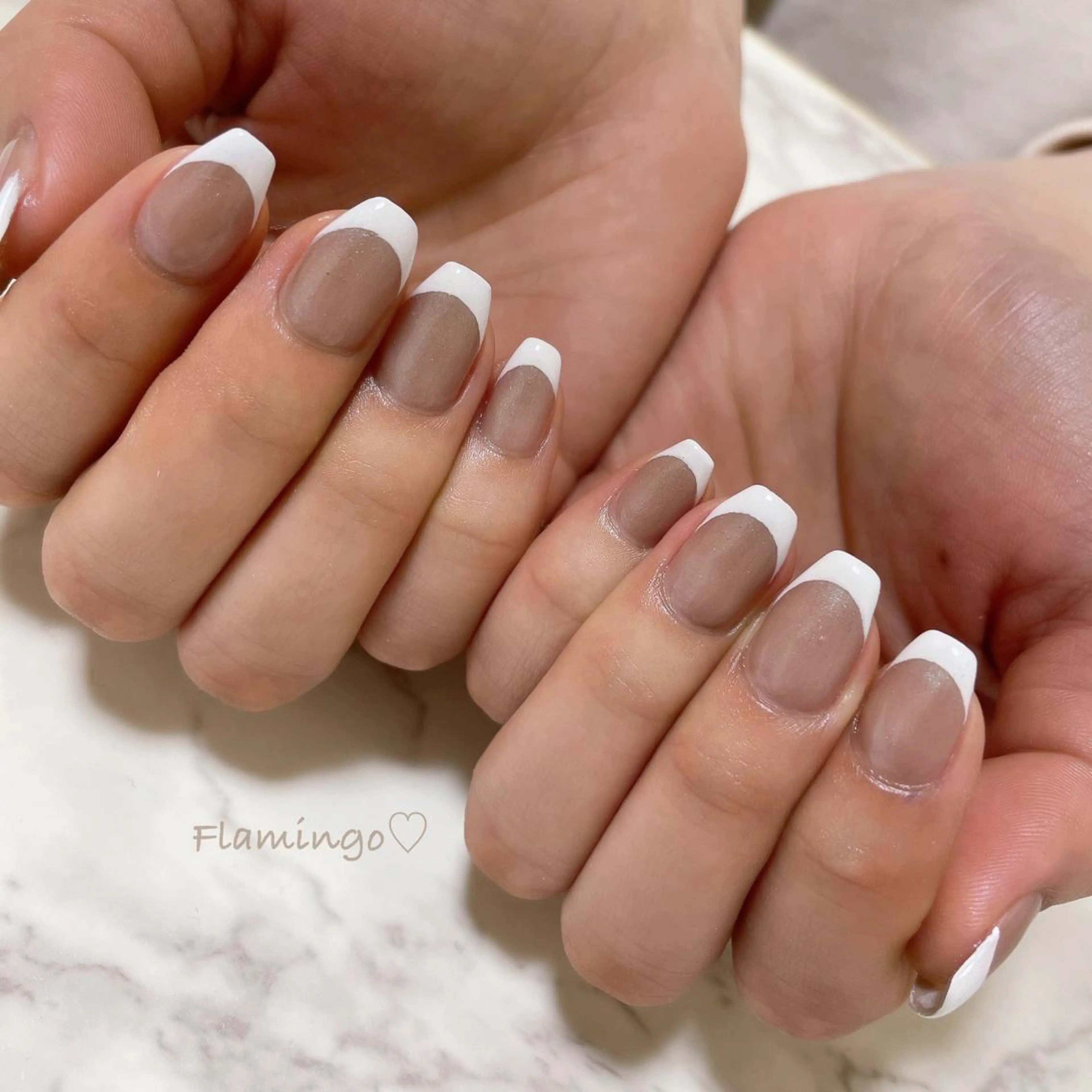 ネイル フレンチネイル ジェルネイル オフィスネイル シンプルネイル シンプル／上品／爪育 ☺︎Flamingoのネイルデザイン