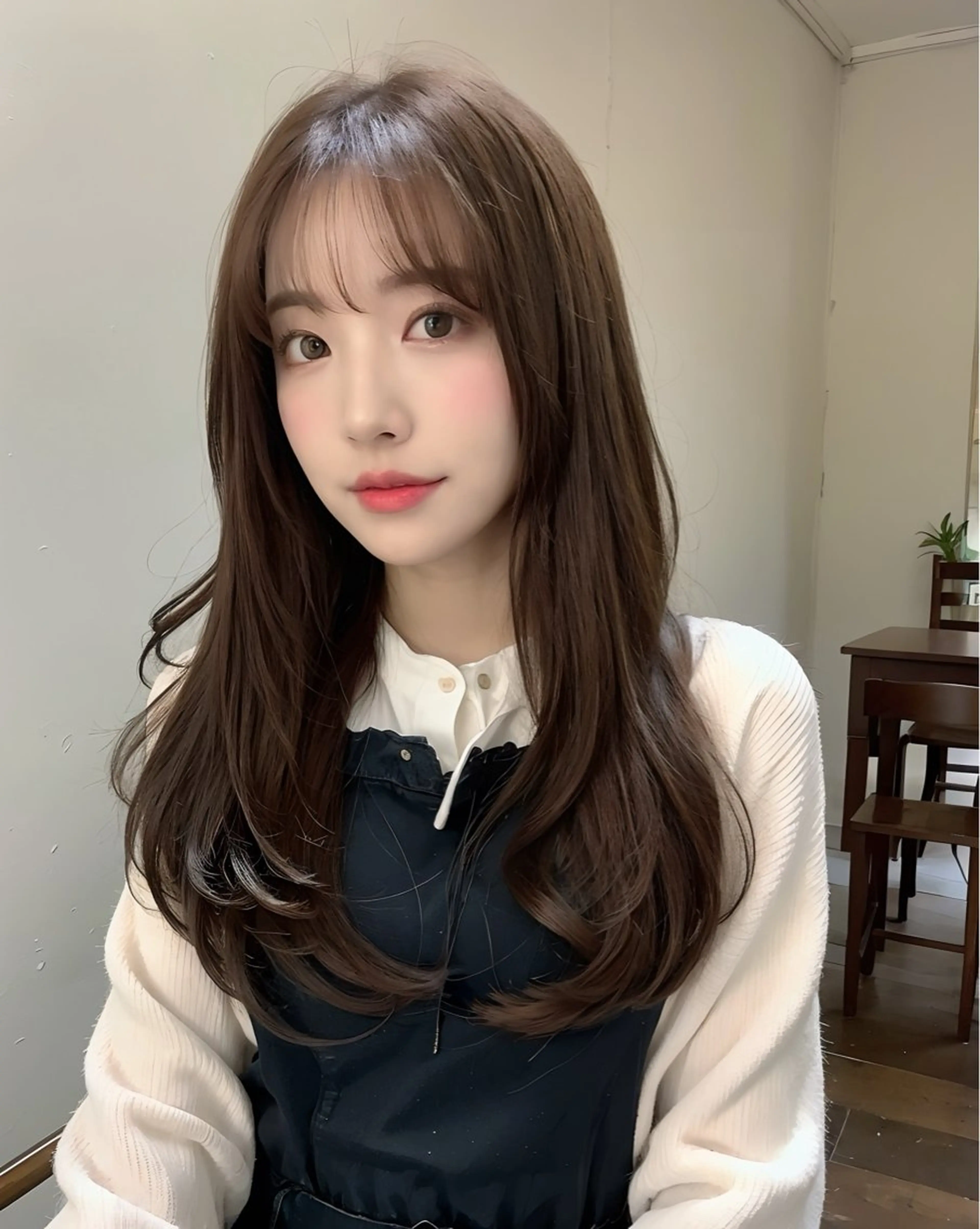 ロング 顔まわりレイヤー 顔周りカット レイヤーカット カットモデル募集 ミネのヘアスタイル