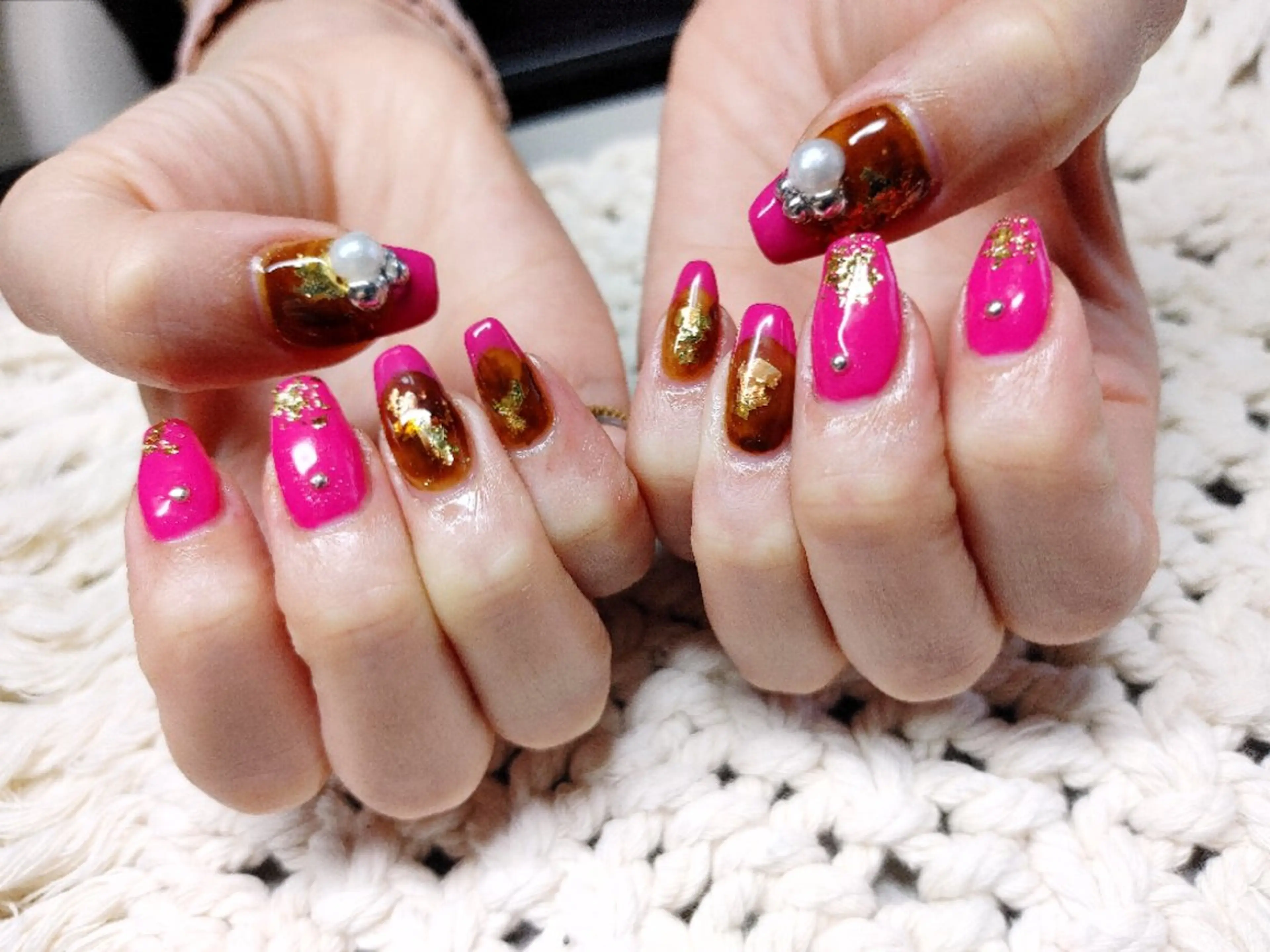 ネイル べっ甲ネイル フレンチネイル ハンドネイル Nail salon мечта所属・角村 めぐみのネイルデザイン