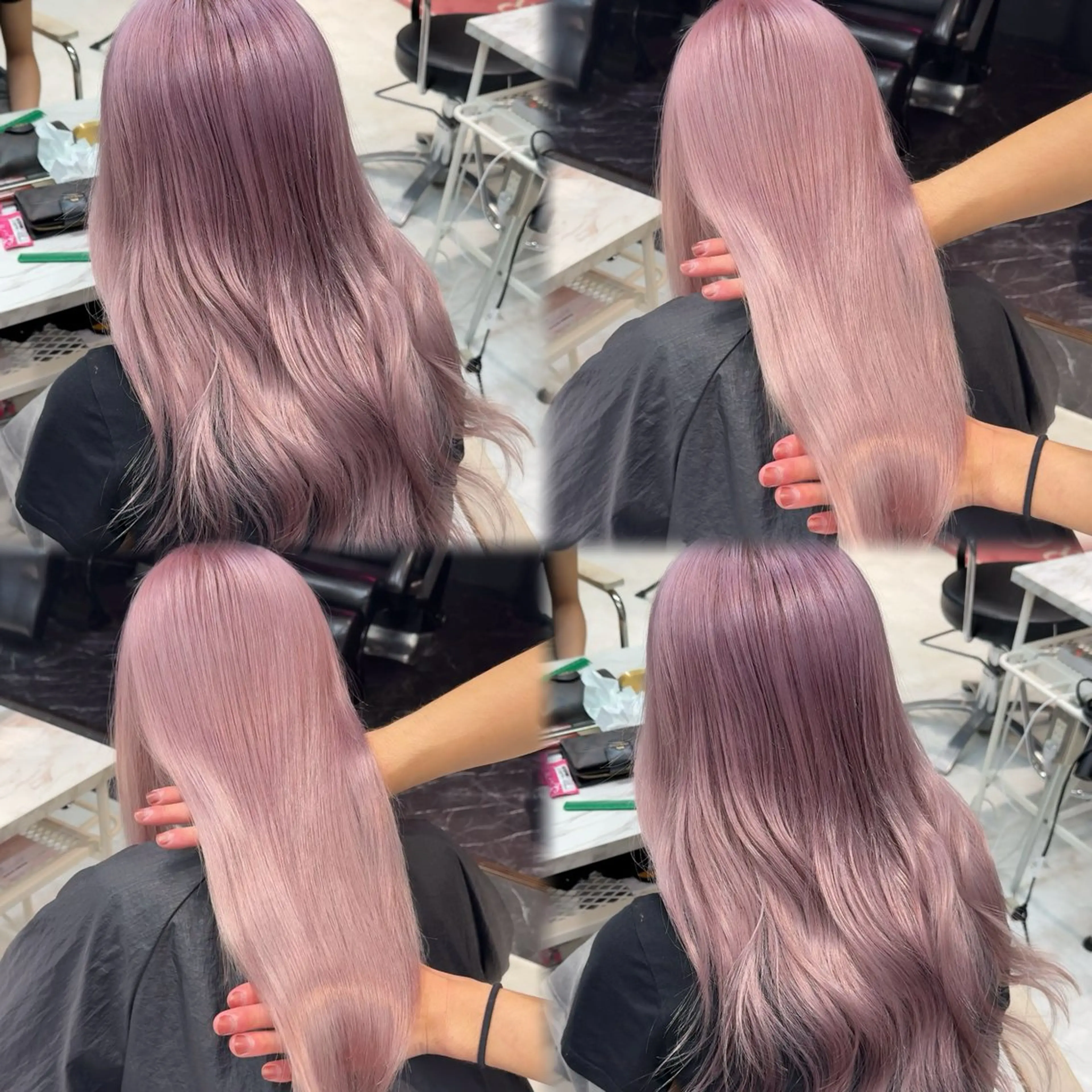 ロング カラー ヘアアレンジ ベージュカラー ブリーチ ブロンド ミルクティーベージュ ピンクカラー ヘアカラー レイヤーカット/ カット特化/拓真のヘアスタイル