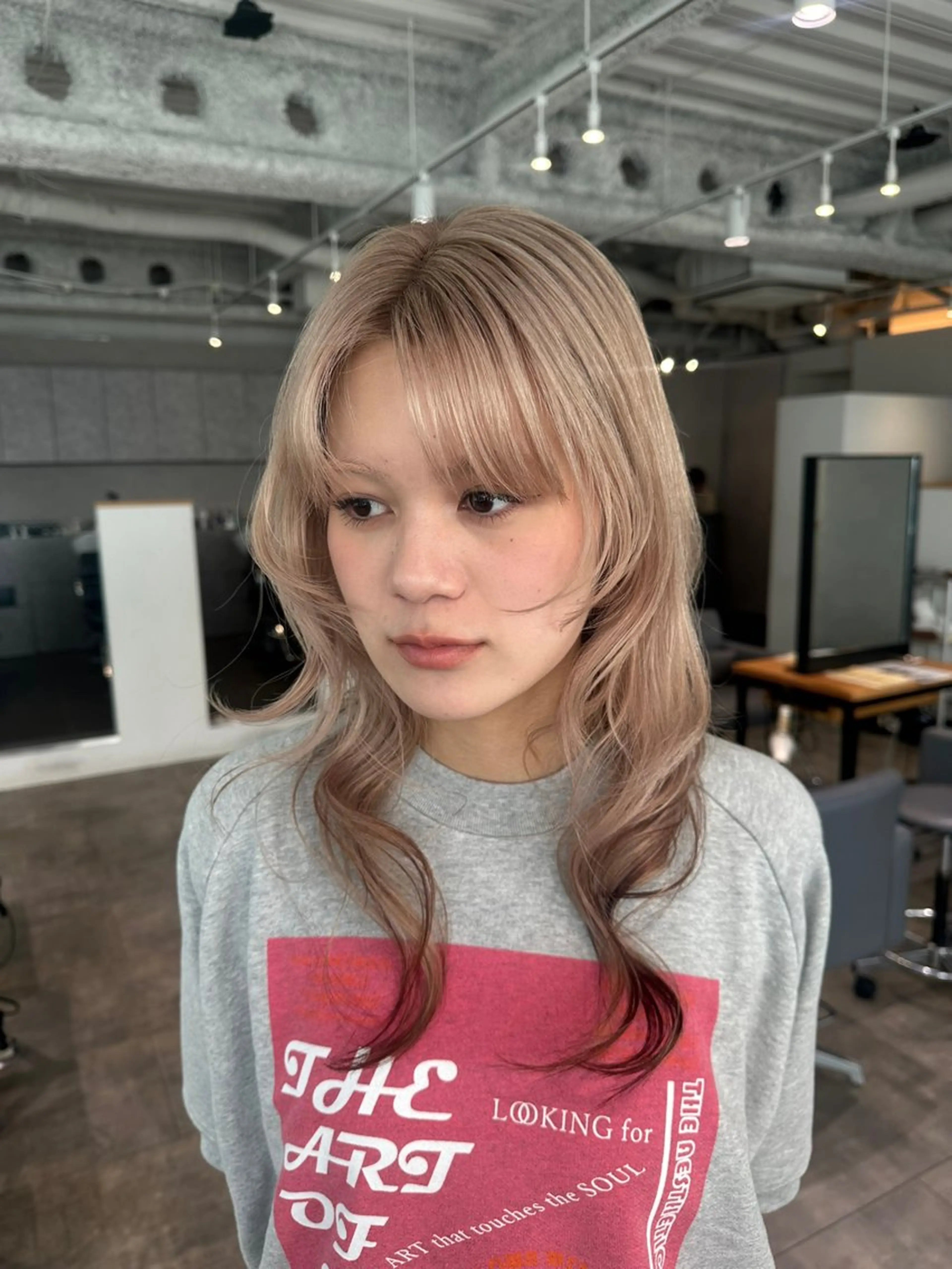 セミロング カラー ベージュカラー ピンクカラー ピンクベージュ 渚音 nanoのヘアスタイル