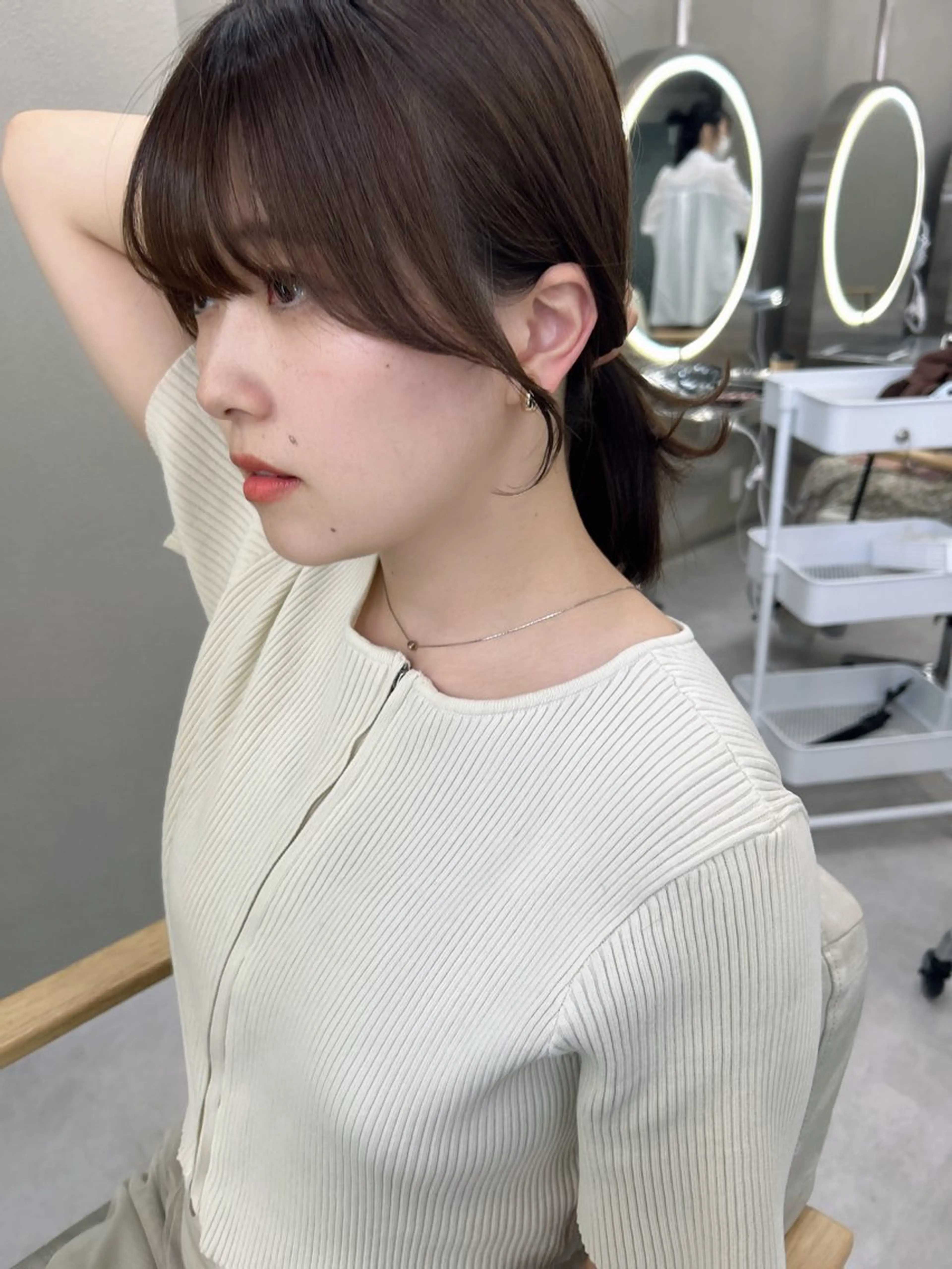 ミディアム 顔周りカット i.＋sapporo所属・🩶韓国ヘア🩶 くびれ❤︎顔まわりのヘアスタイル