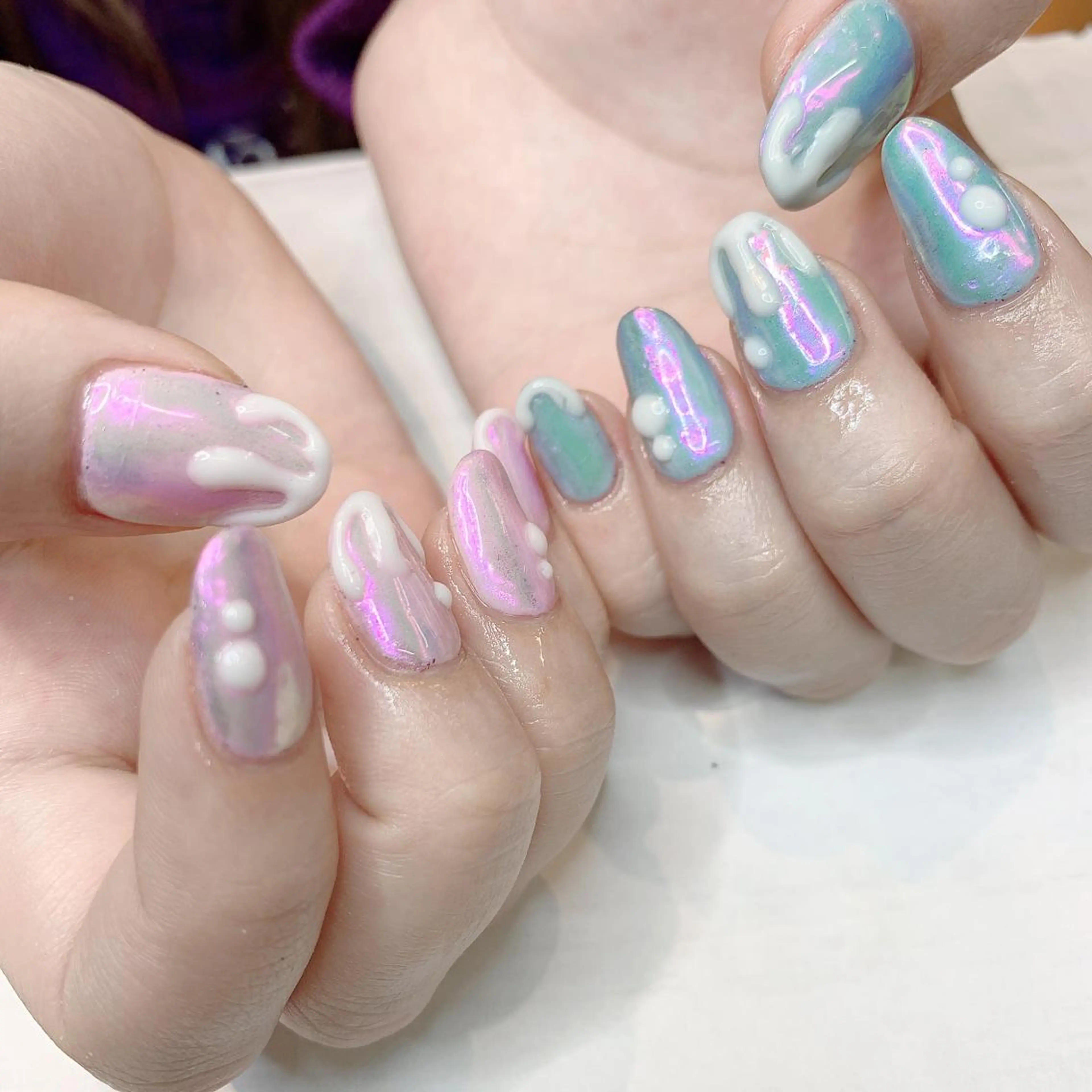 ネイル オーロラネイル ハンドネイル フットネイル Adite nailのネイルデザイン