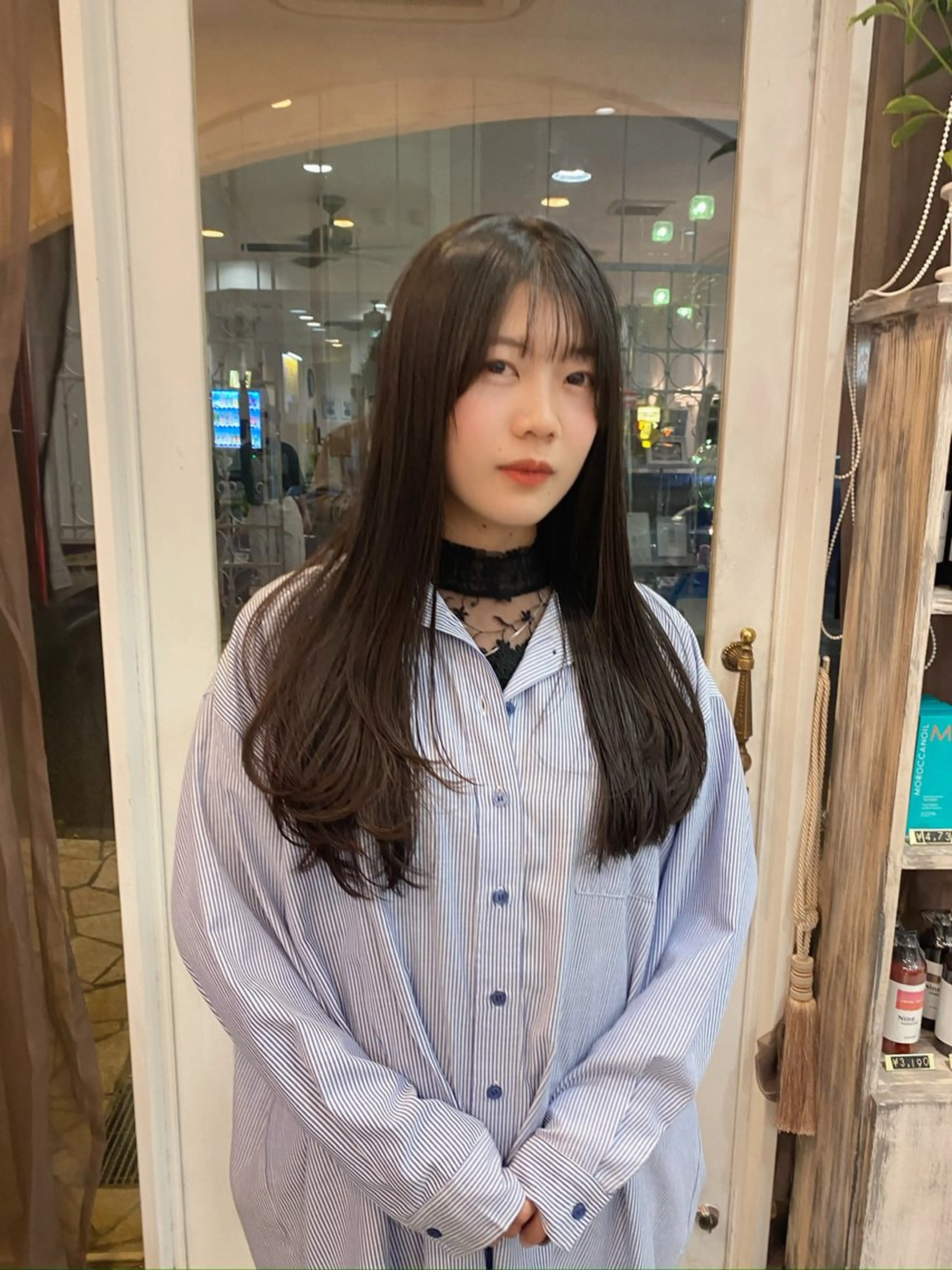 ロング 髪質改善 ヨシンモリ レイヤーカット 縮毛矯正 カット 縮毛矯正 ウルフ/レイヤー /パーマ　ナユタのヘアスタイル