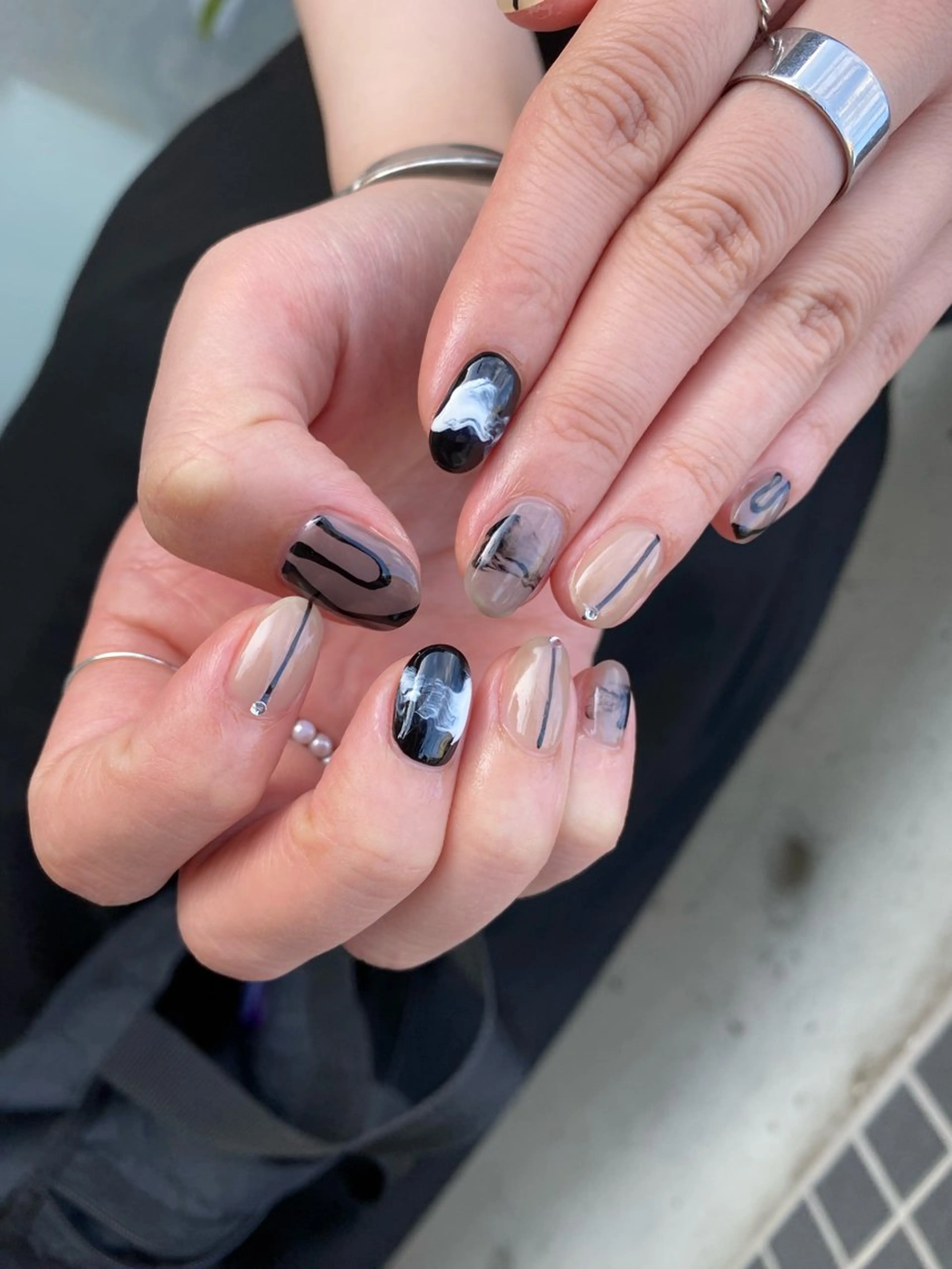 ネイル ジェルネイル マグネットネイル ニュアンスネイル ワンカラーネイル パラジェル ハンドネイル 草加ニュアンスネイル 🌚hersのネイルデザイン