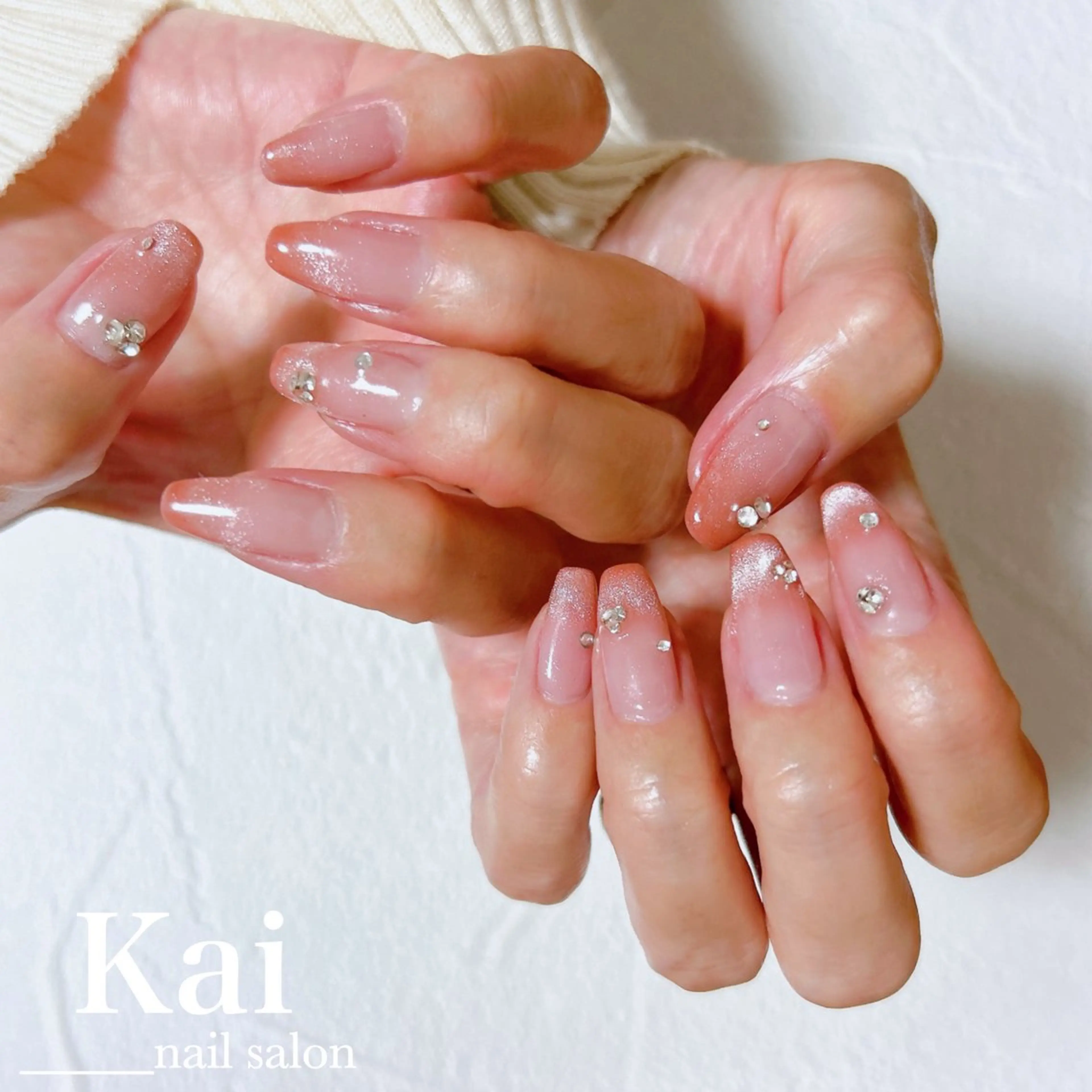 ネイル ガーリー グラデーション 韓国ネイル マグネットネイル 持ち込み ハンドネイル Kai  nail Mayukoのネイルデザイン