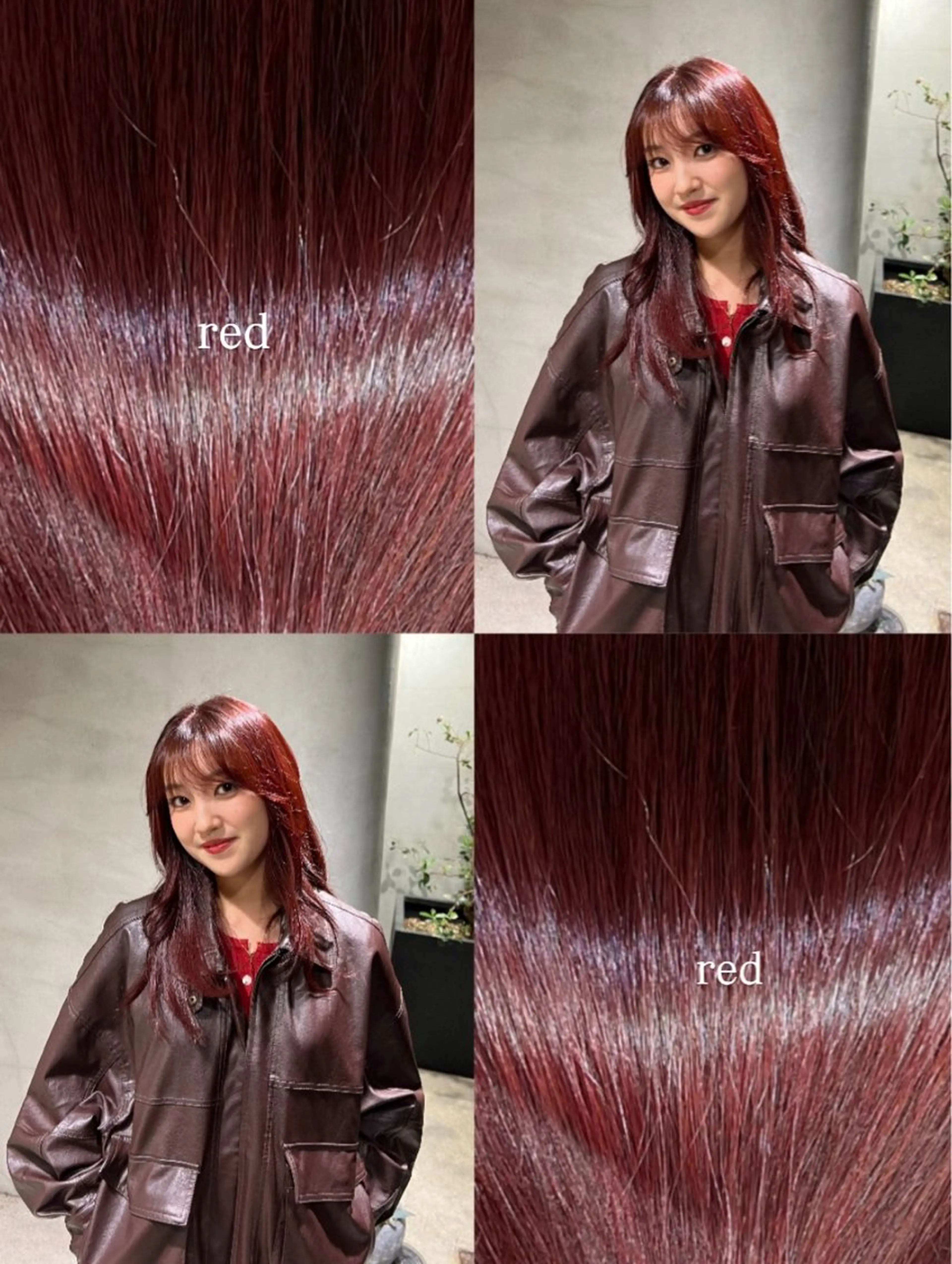 ロング カラー レッドカラー ヘアカラー おぐり ゆづきのヘアスタイル